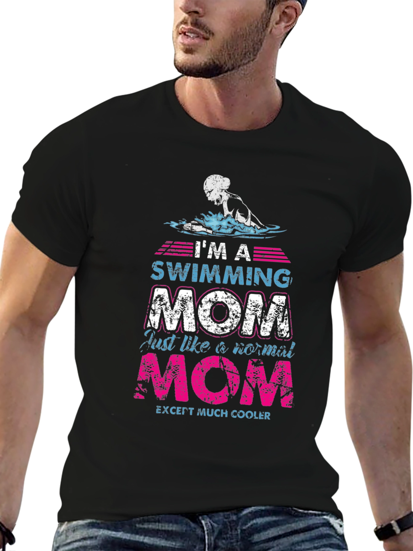 Swimming Mom Graphic T-Shirt - Cool Mothers Day Gift - 6