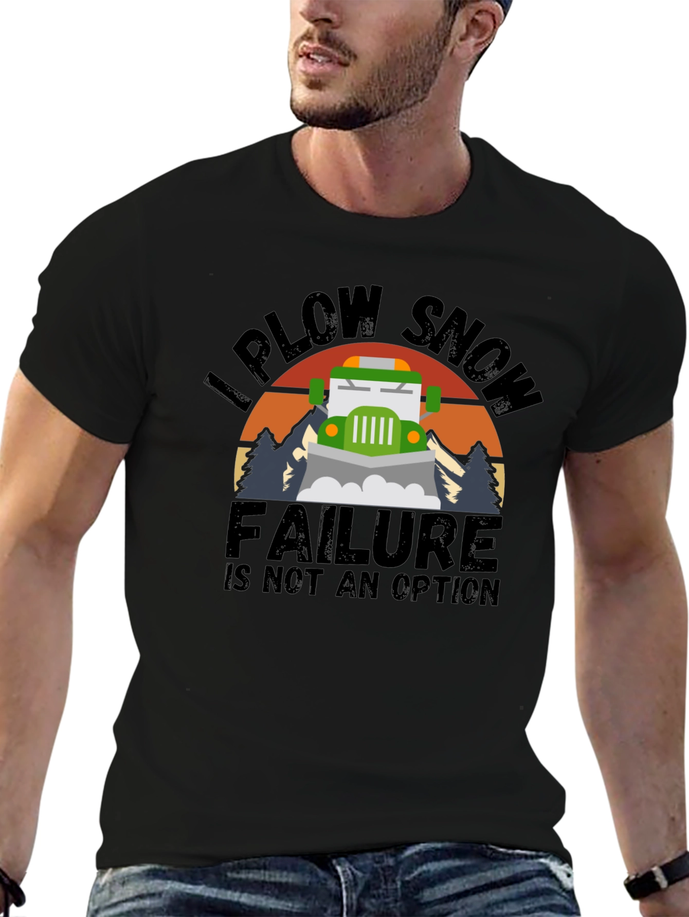 Black I Plow Snow T-Shirt - Failure is Not an Option view 6