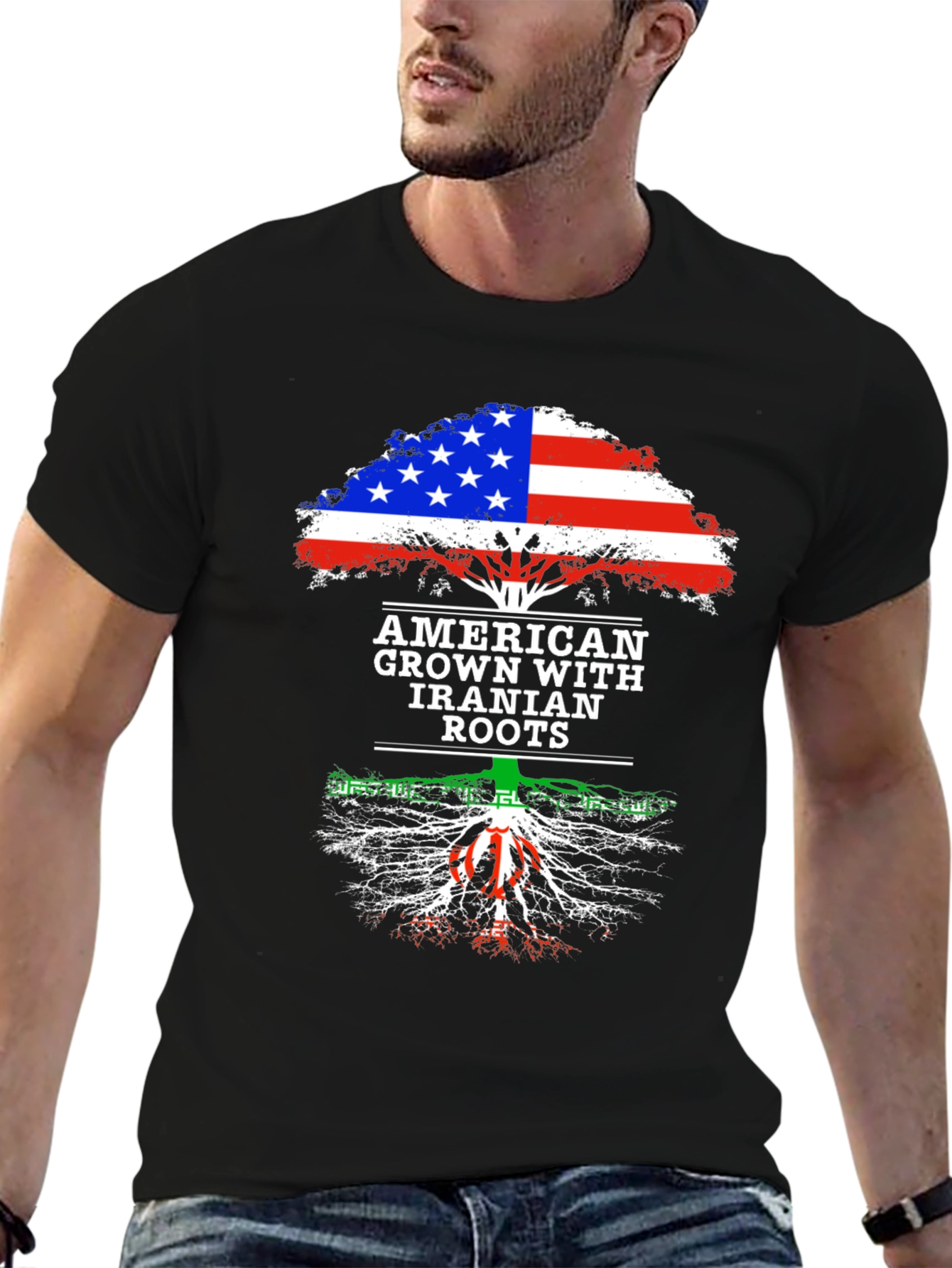 Black American Grown Iranian Roots T-Shirt view 6