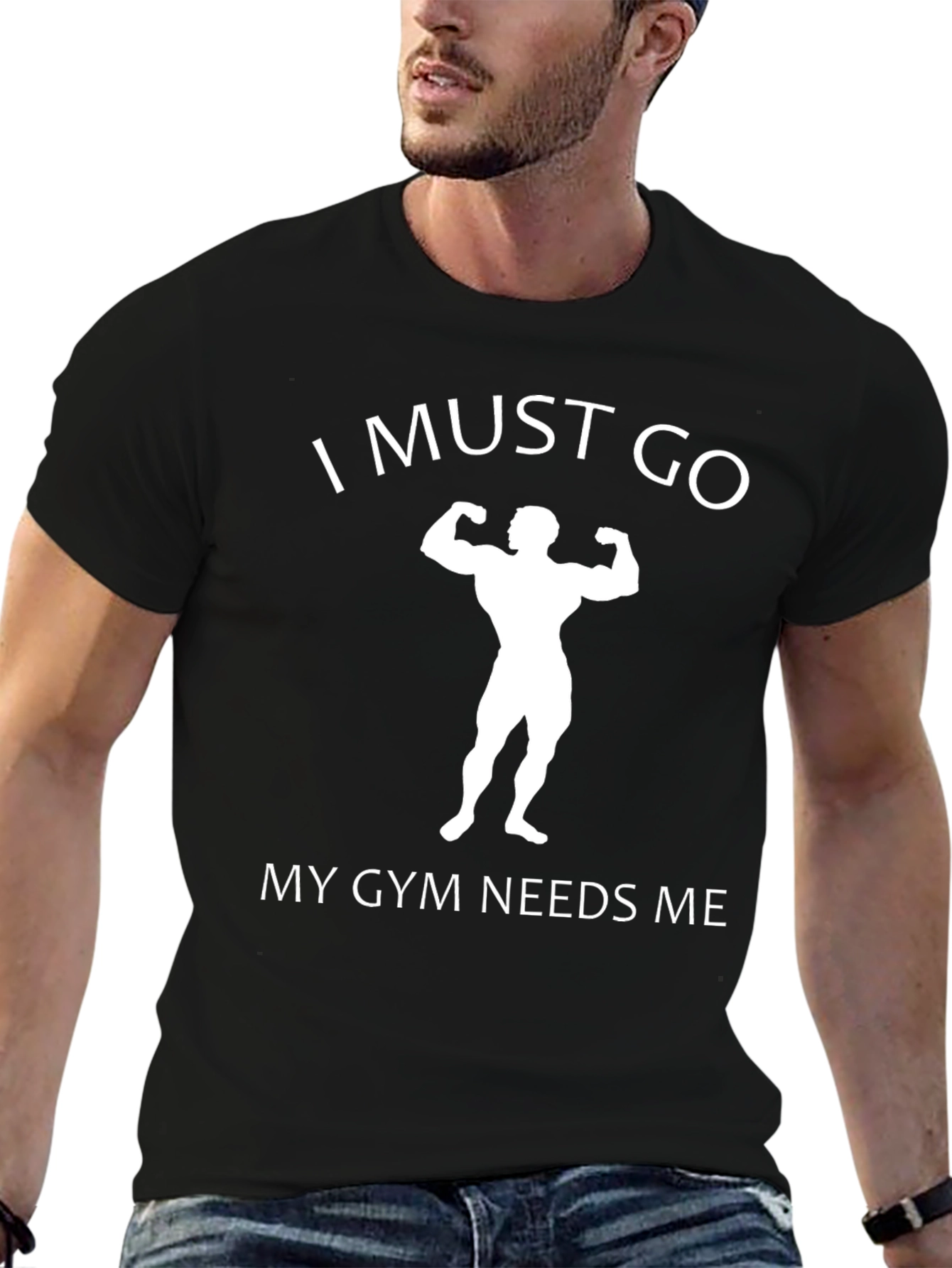 Black Gym Humor Graphic Tee - I Must Go view 6