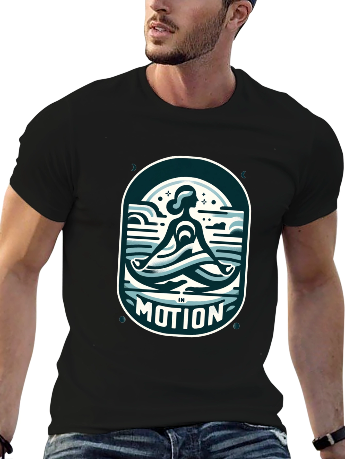 Black Motion Graphic Tee - Yoga, Meditation view 6