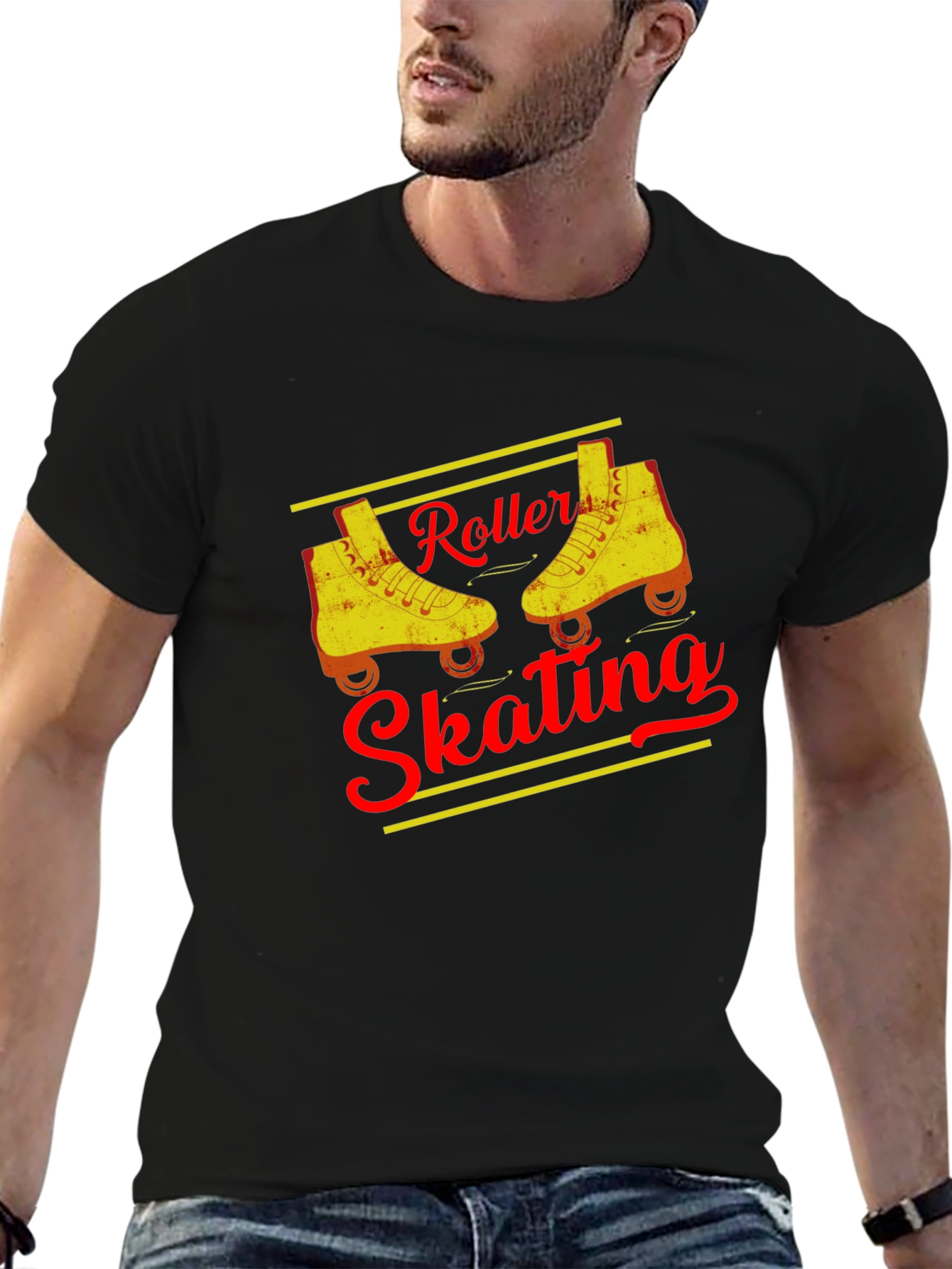 Black Vintage Roller Skating T-Shirt view 6