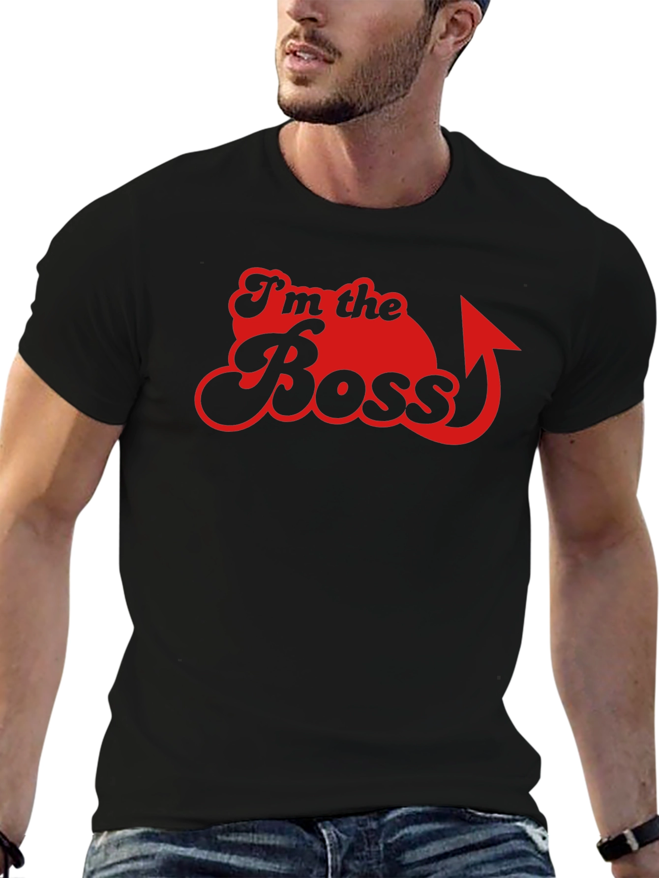 Black I'm the Boss Graphic Tee - Funny Slogan T-Shirt view 6