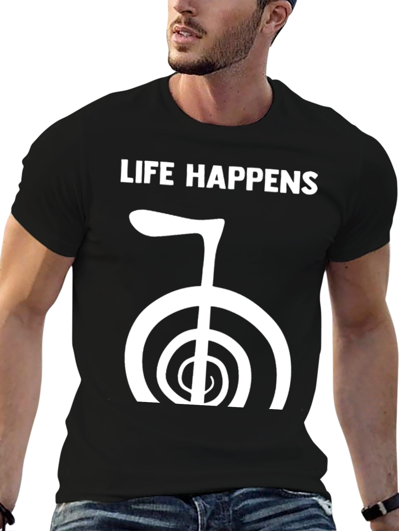 Life Happens Reiki Symbol Black T-Shirt - 6