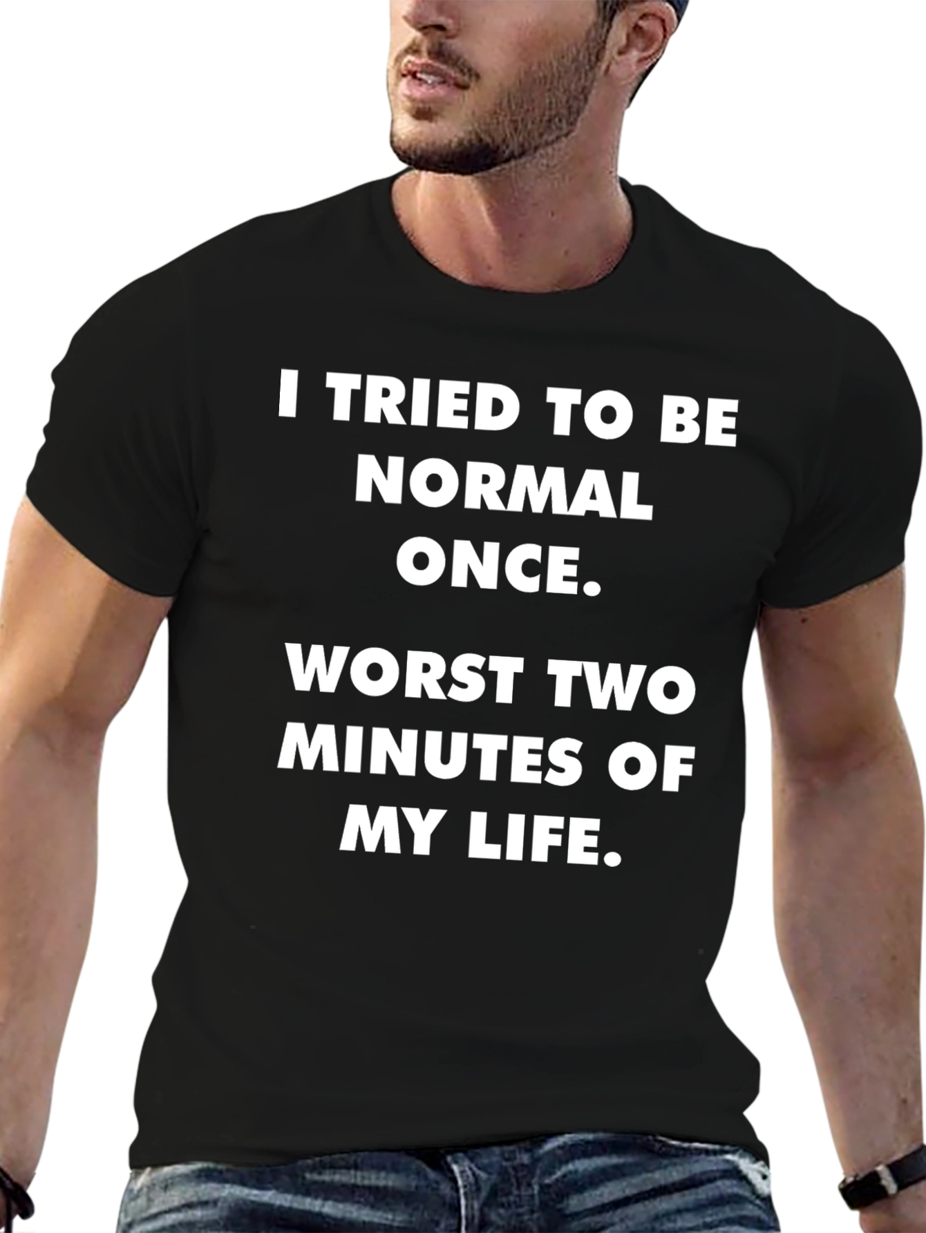 Black Funny "Tried To Be Normal" Graphic T-Shirt view 6