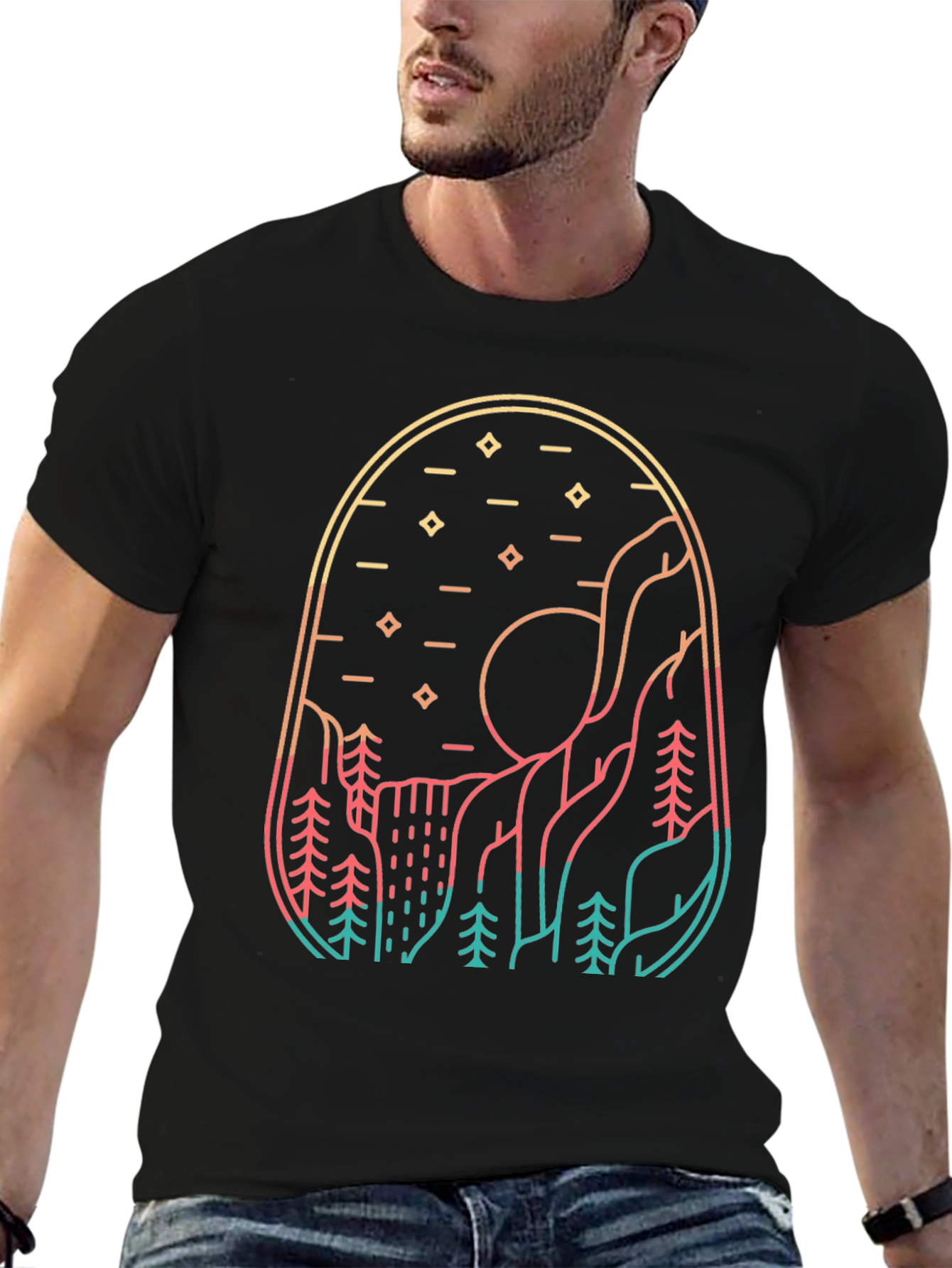 Black Mountainscape Graphic Tee - Nature Inspired Design view 6