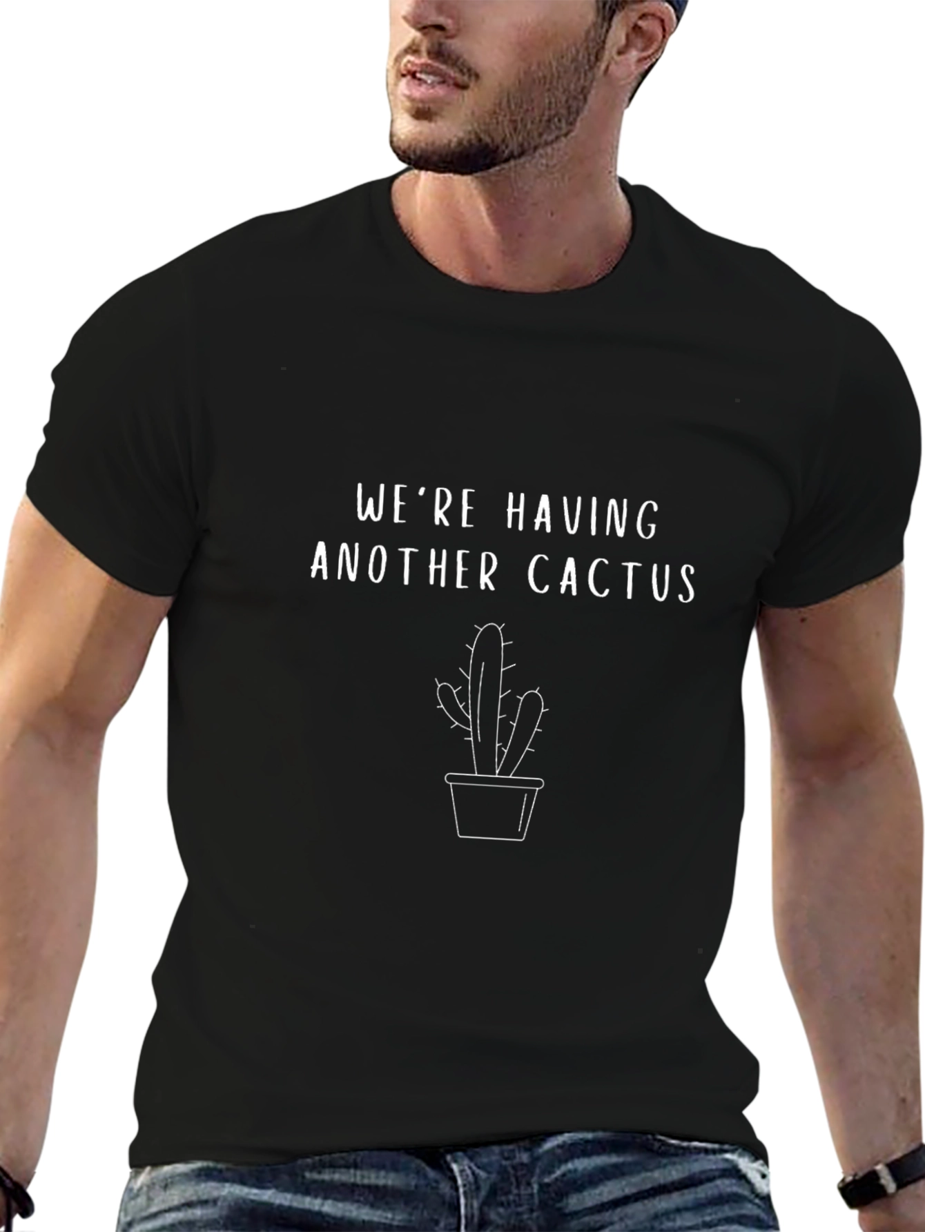 Black We're Having Another Cactus T-Shirt - Funny Pregnancy Reveal Tee view 6