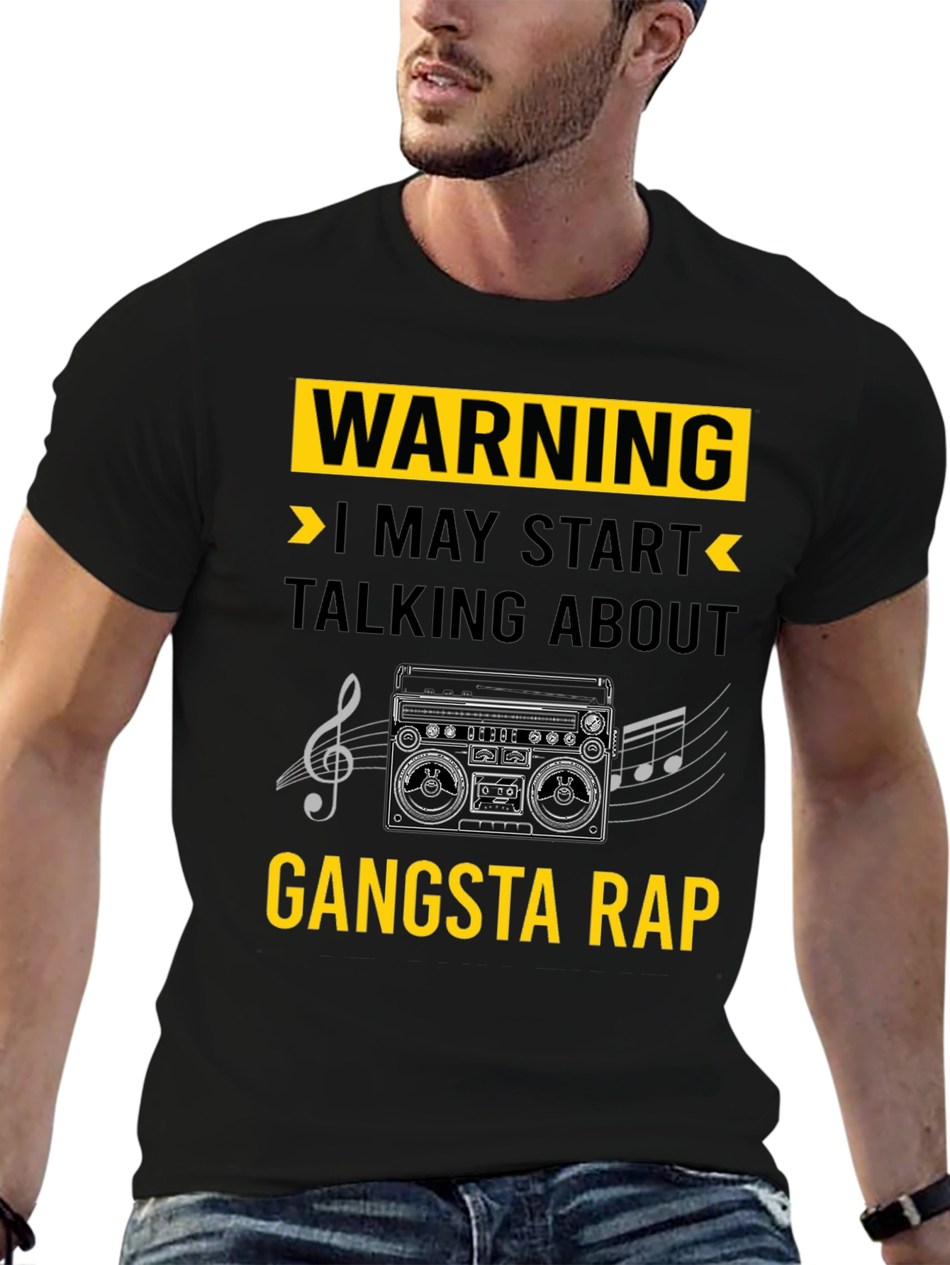 Black Warning May Start Talking Gangsta Rap T-Shirt view 6