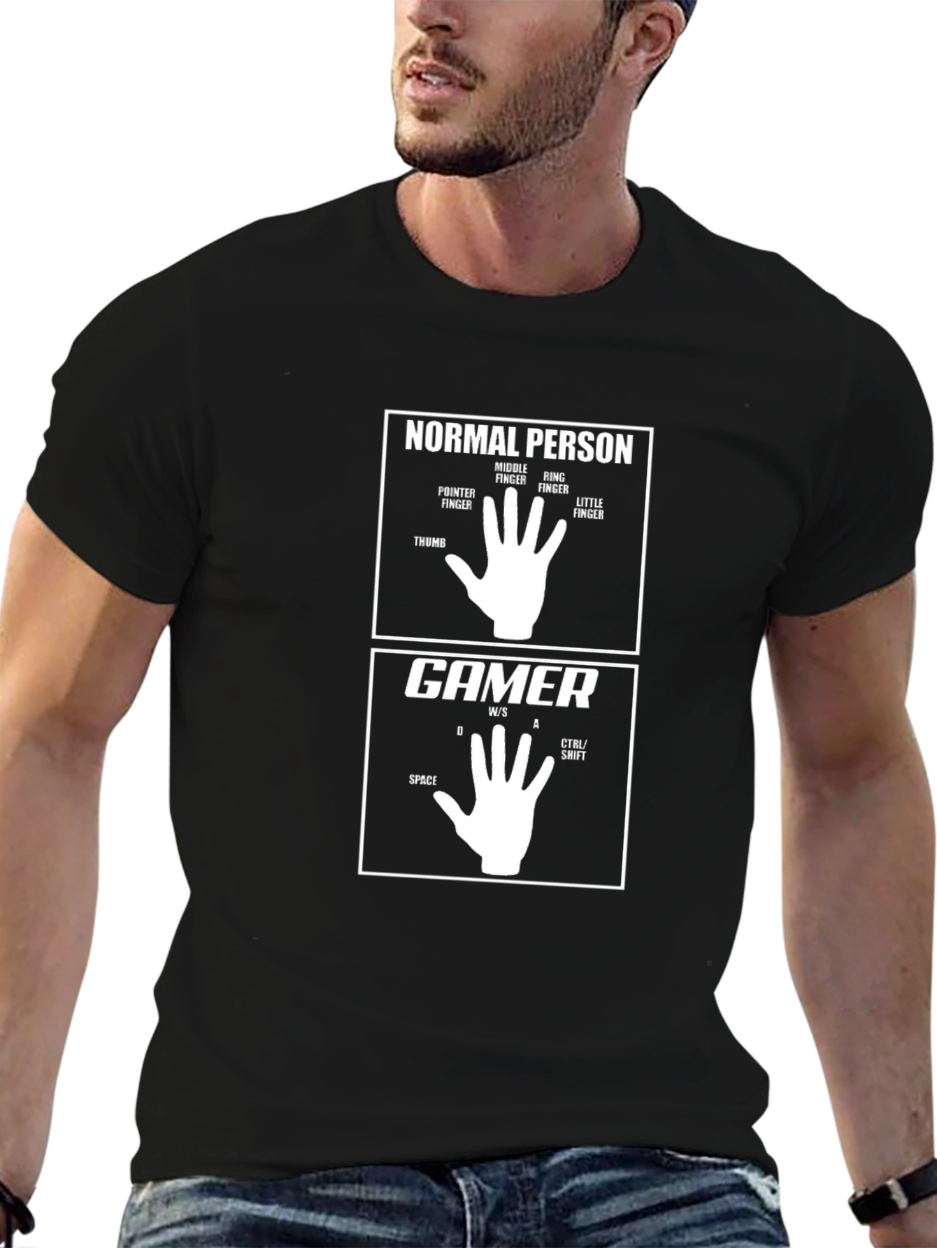 Black Gamer Hand T-Shirt - Funny Gaming Tee view 6