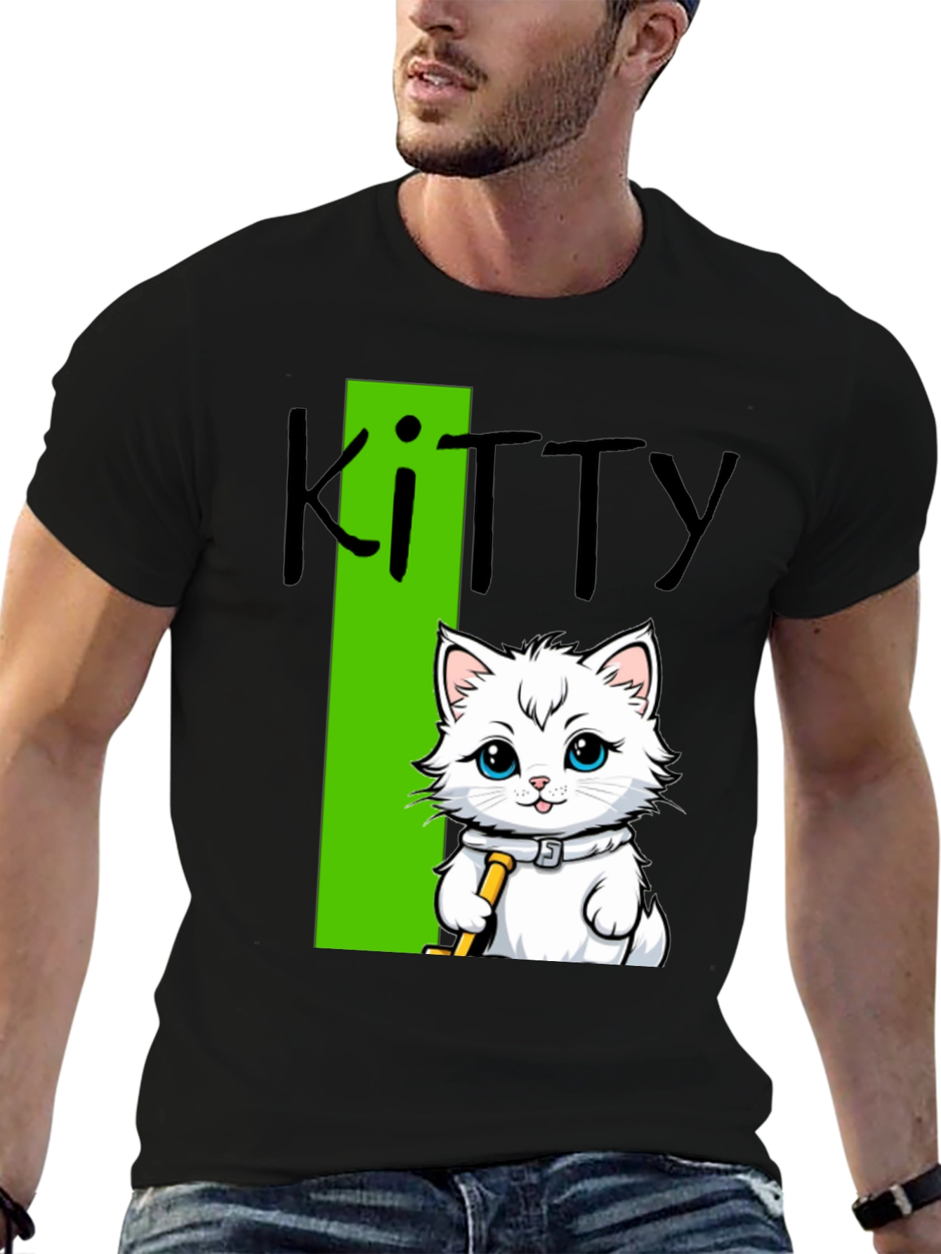 Black Kitty Cat T-Shirt - Fun Novelty Tee view 6