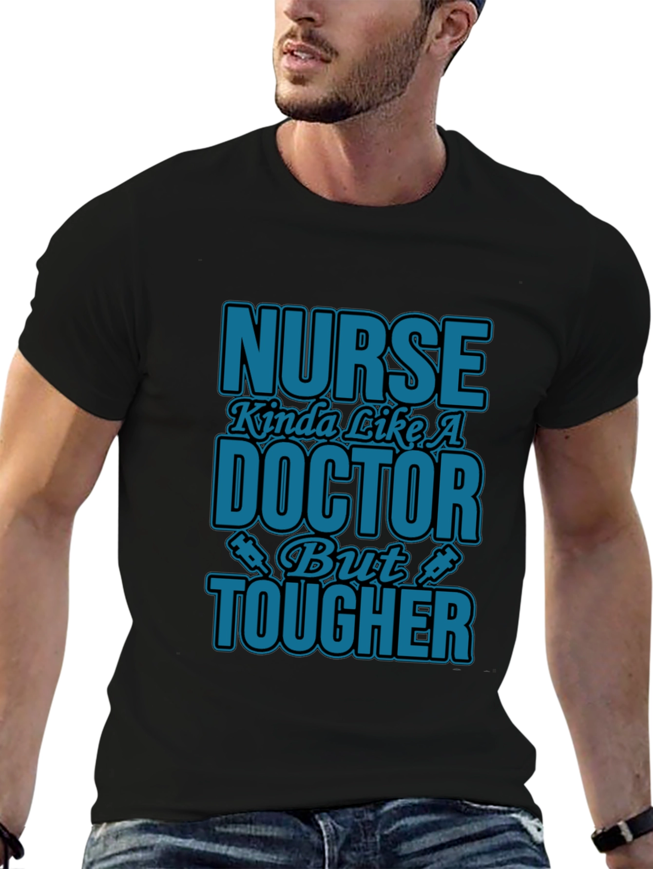 Black Nurse Tougher Than Doctor Novelty Graphic T-Shirt view 6