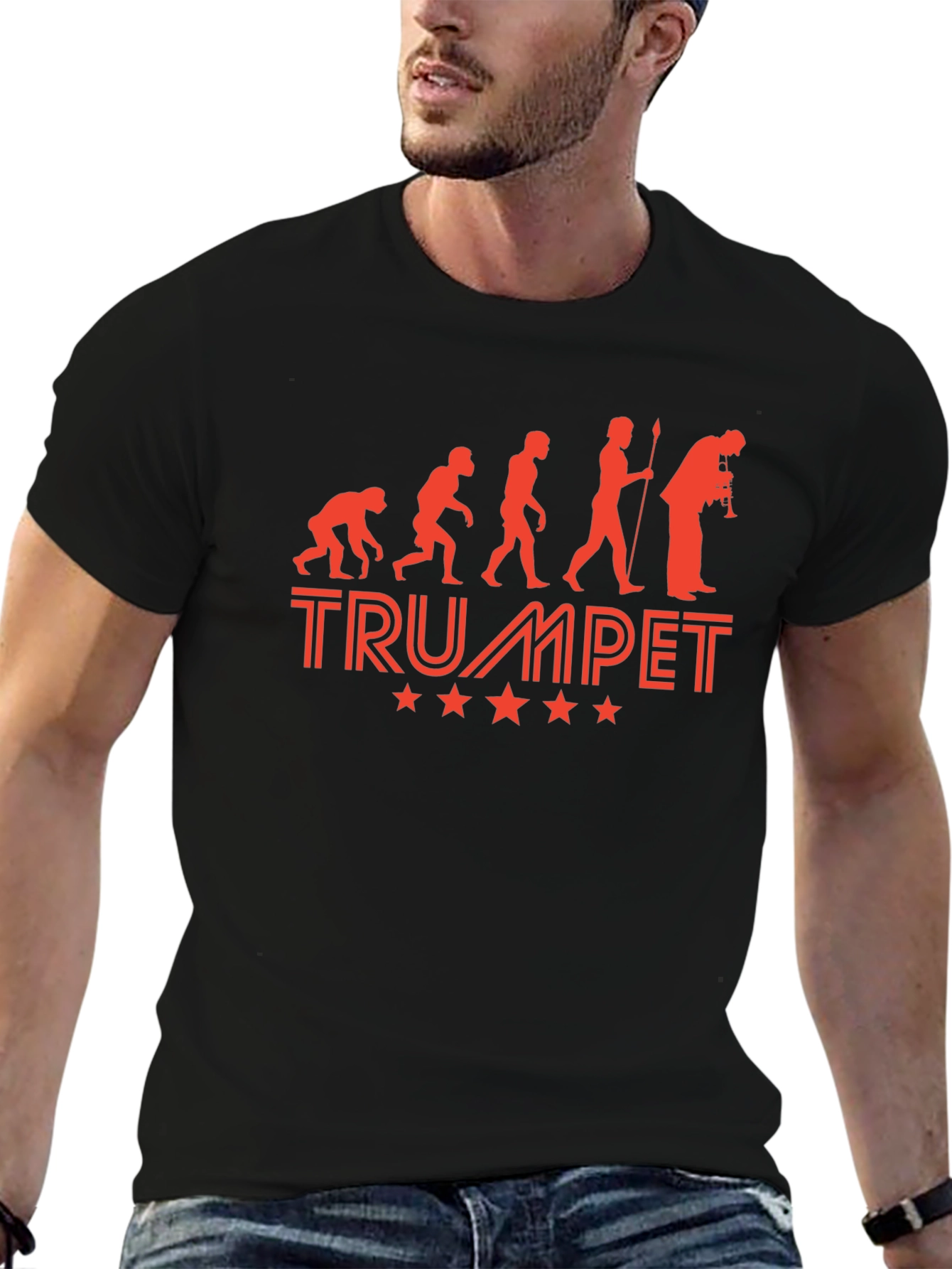 Black Trumpet Evolution T-Shirt - Music Lover Tee view 6