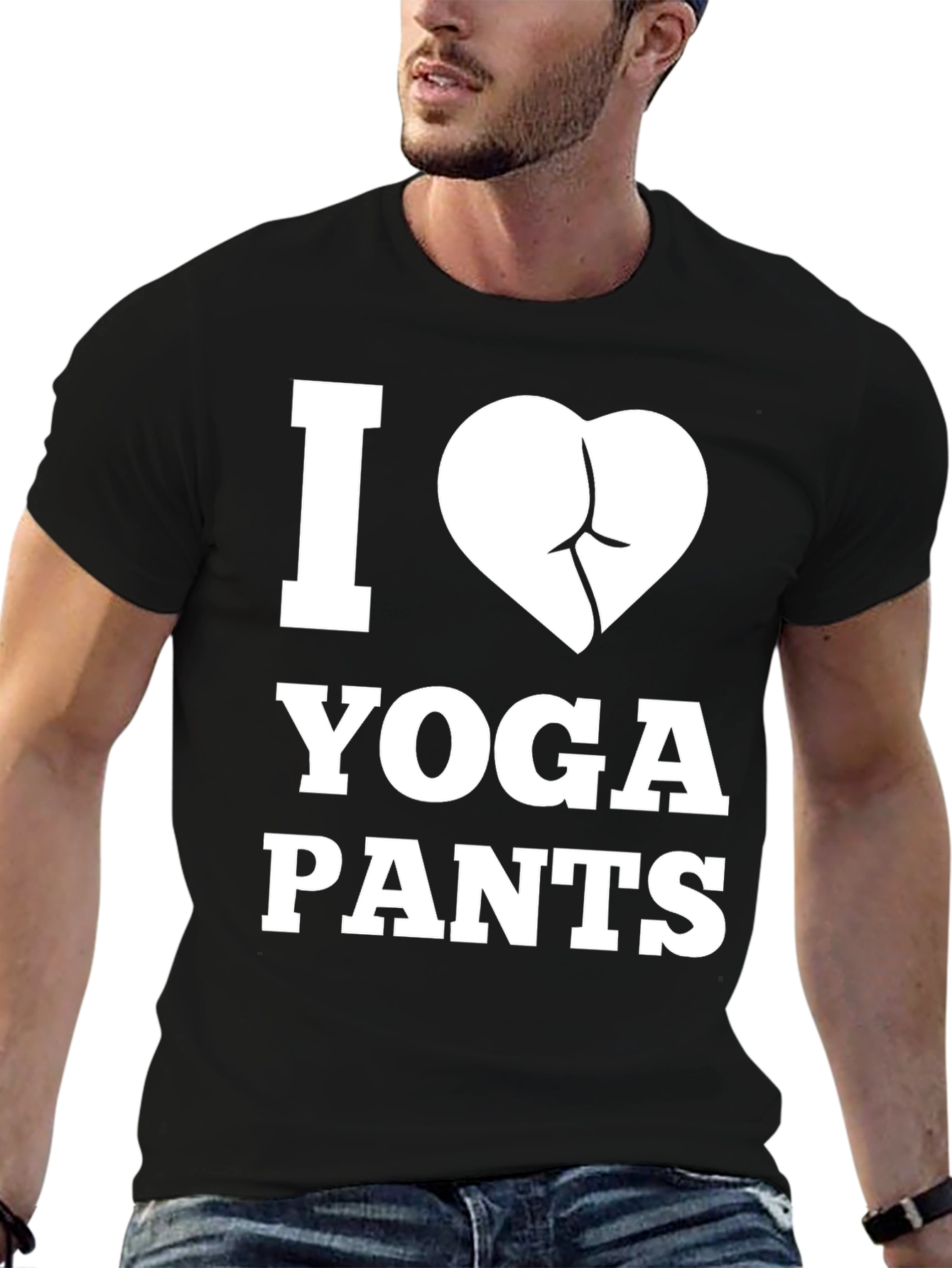Black I Love Yoga Pants T-Shirt - Funny Graphic Tee view 6