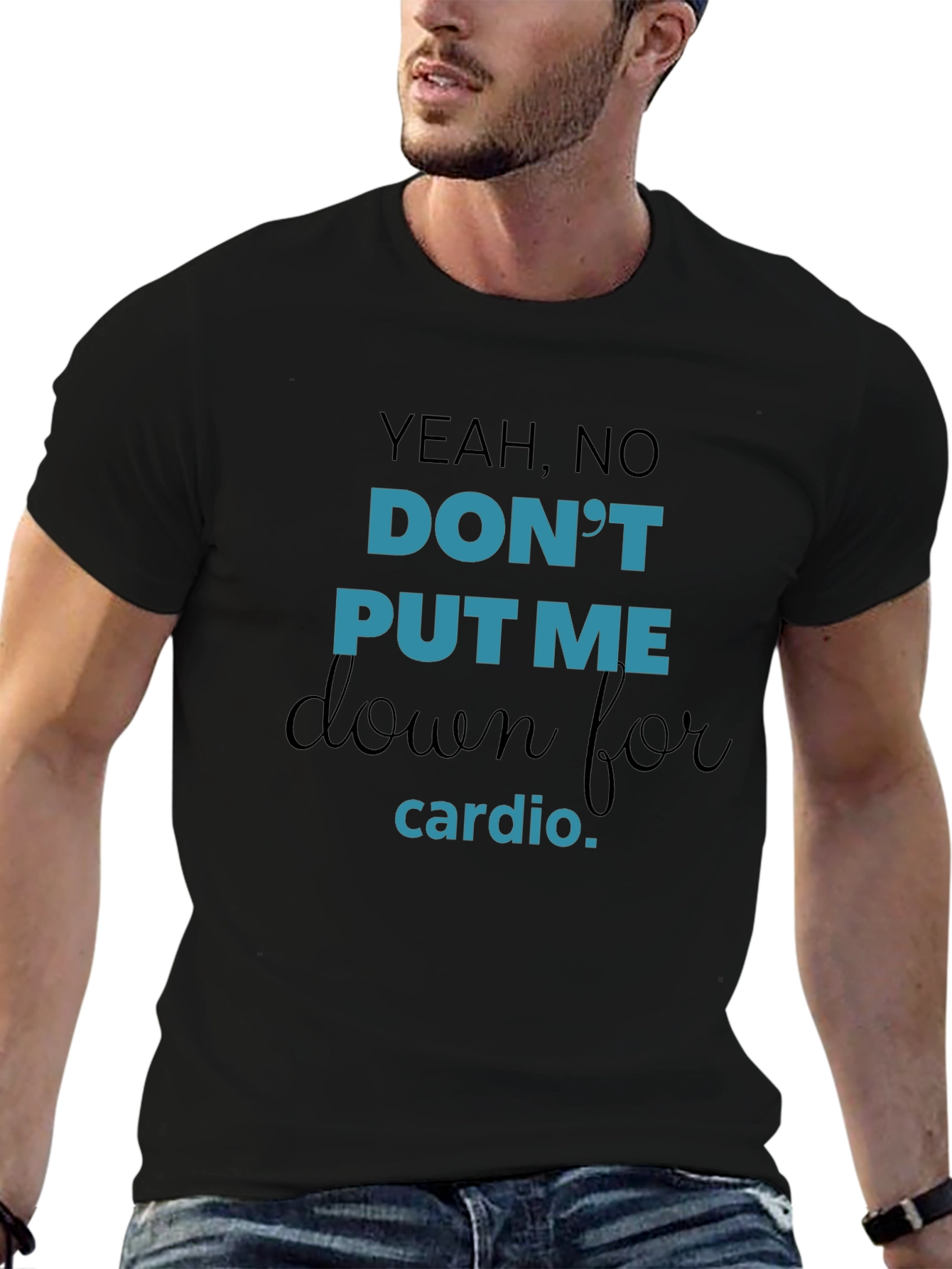 Black Yeah, No Cardio Graphic Tee view 6