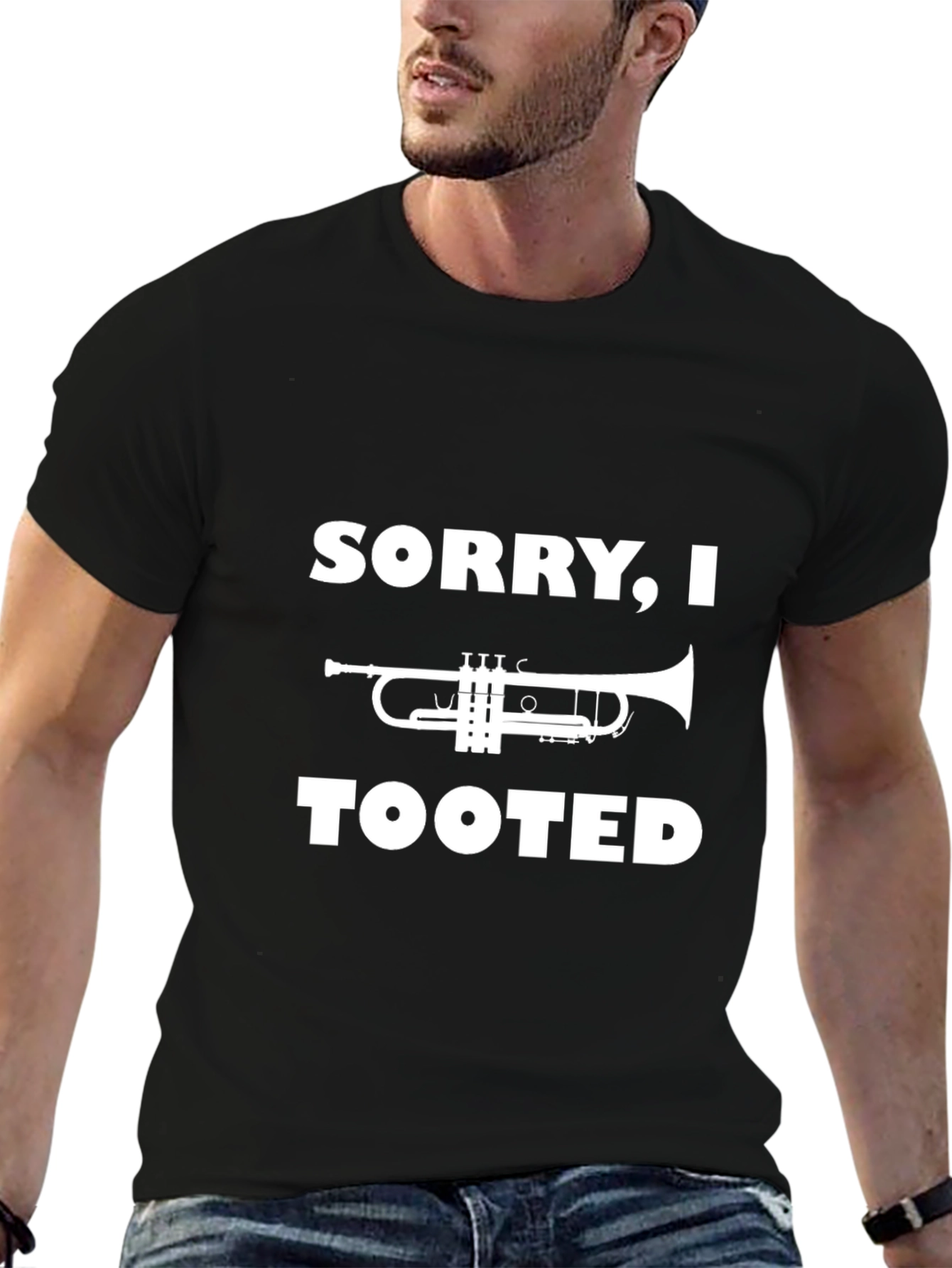 Black Sorry I Tooted Trumpet T-Shirt view 6