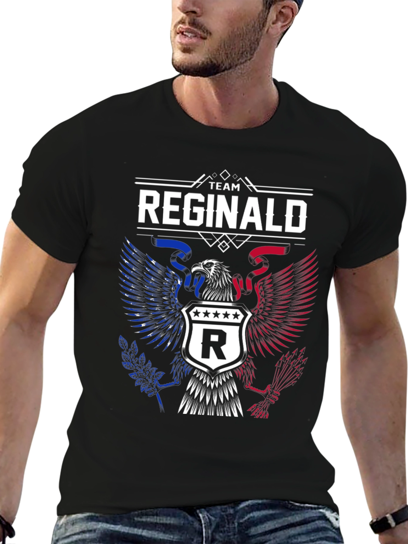 Black Team Reginald Patriotic Eagle T-Shirt view 6