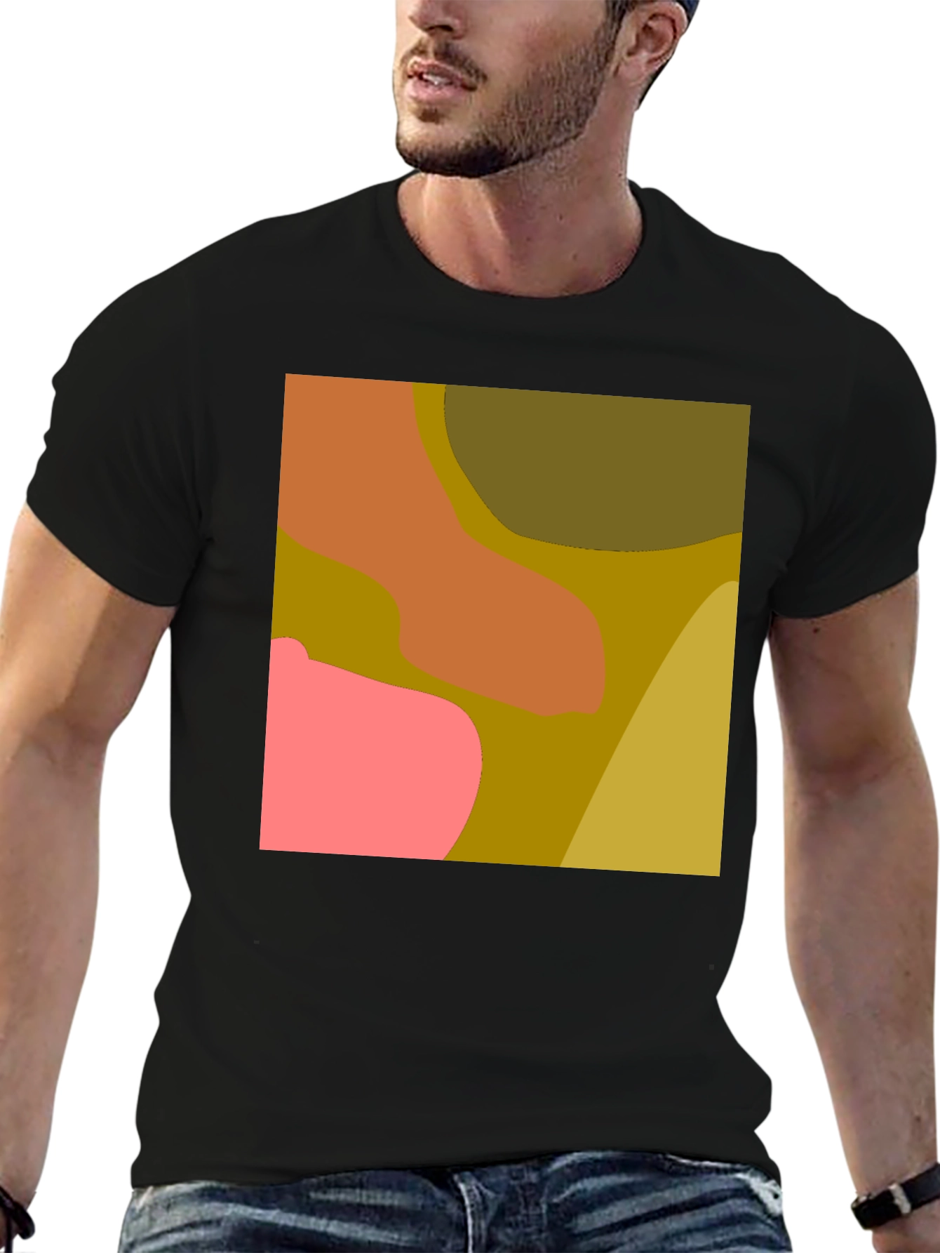 Black Abstract Color Block Graphic Tee view 6