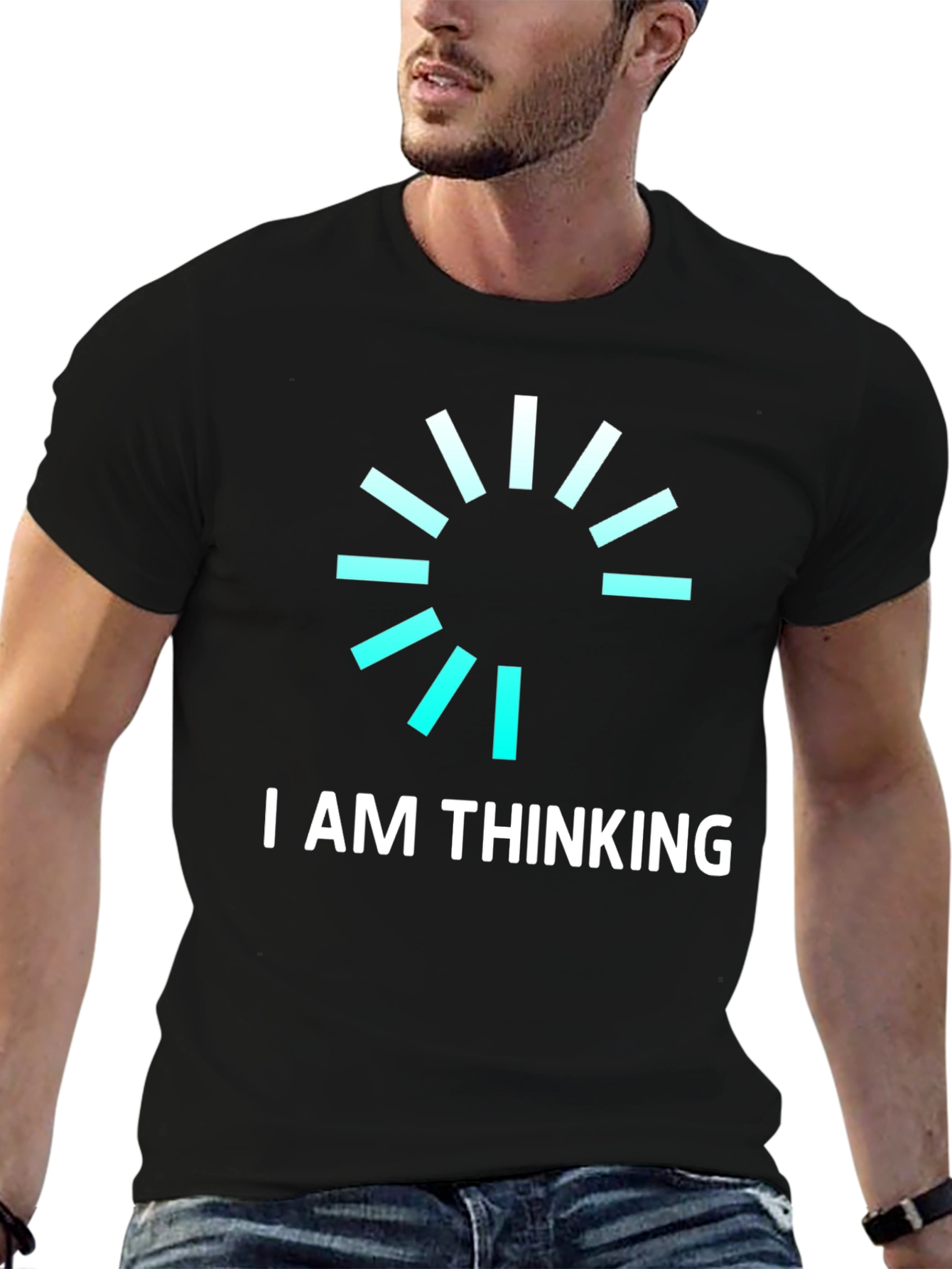 Black I AM THINKING Funny Graphic Tee view 6