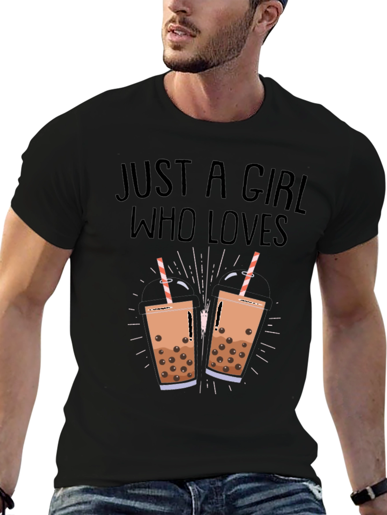 Black Boba Tea Lover Black T-Shirt view 6