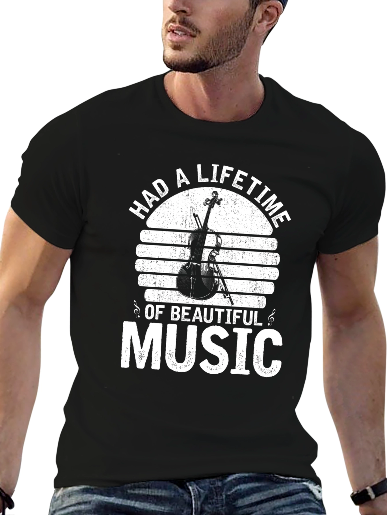 Black Lifetime of Beautiful Music T-Shirt view 6