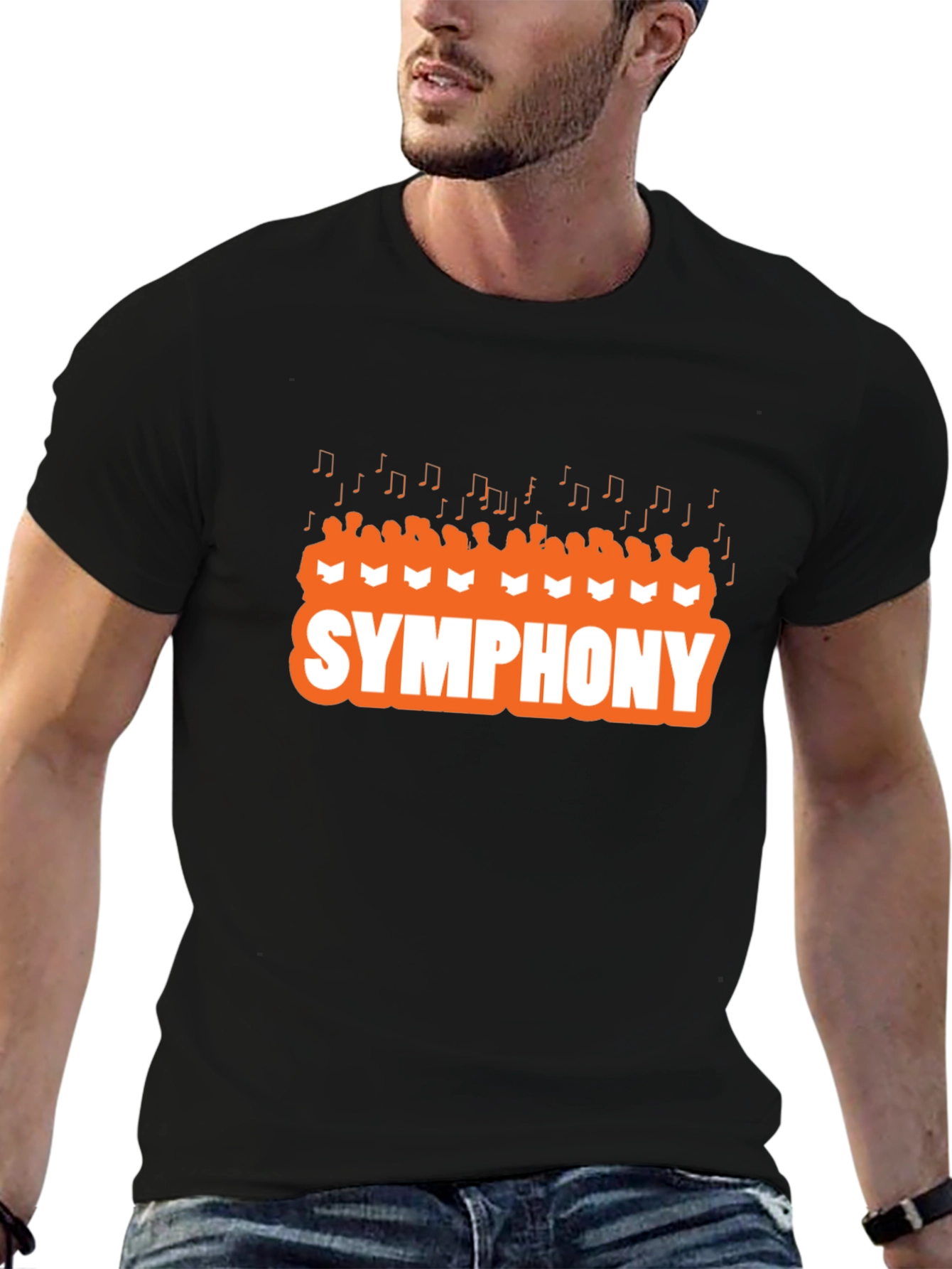 Black Symphony T-Shirt, Musical Note Tee view 6