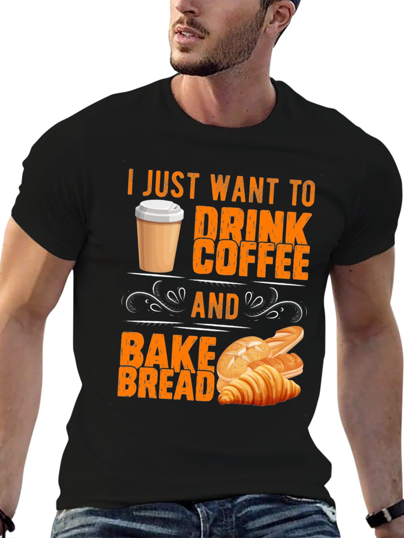 Black Coffee and Bake Bread T-Shirt view 6