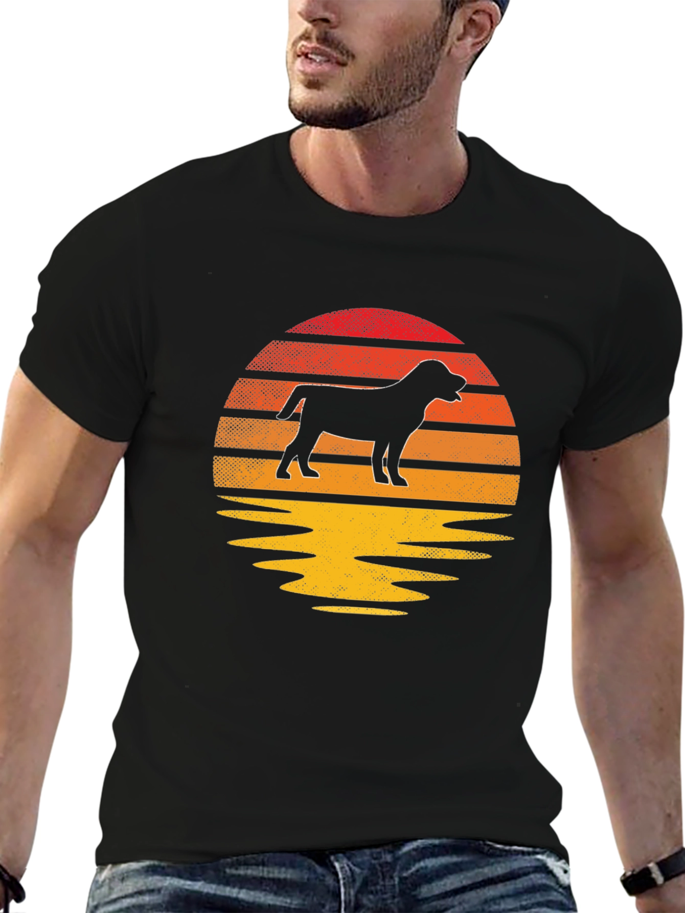 Black Dog Silhouette Sunset T-Shirt view 6