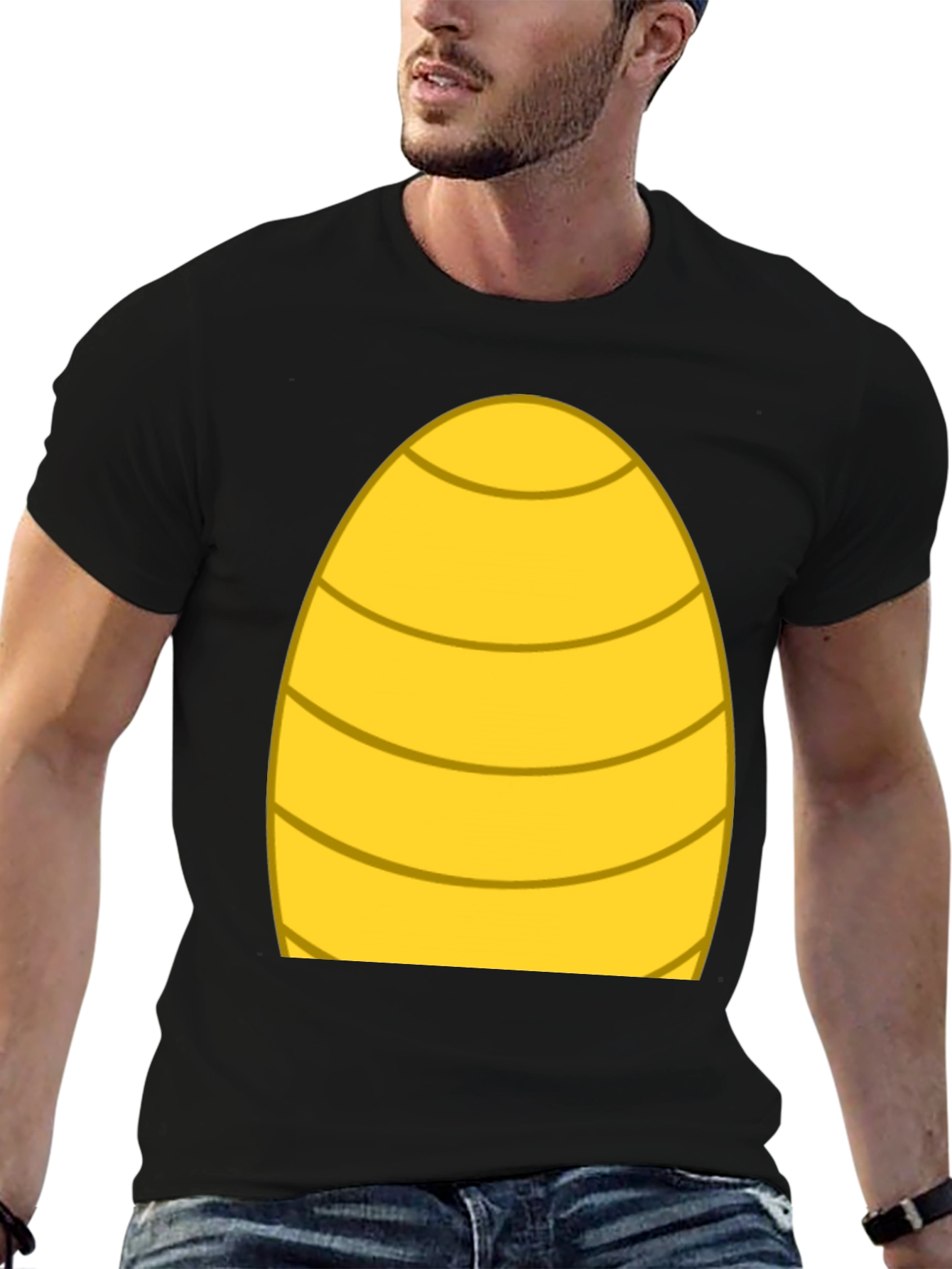 Black Funny Yellow Egg Costume T-Shirt view 6