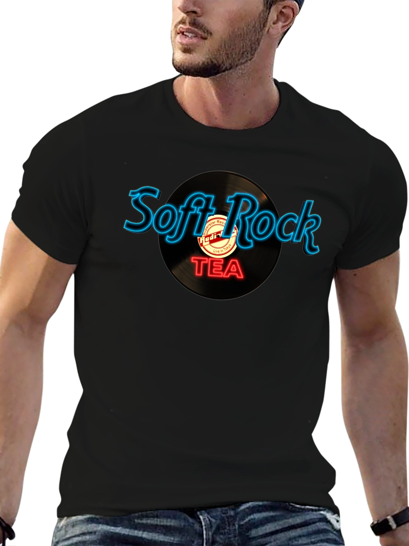 Black Soft Rock TEA Graphic T-Shirt view 6