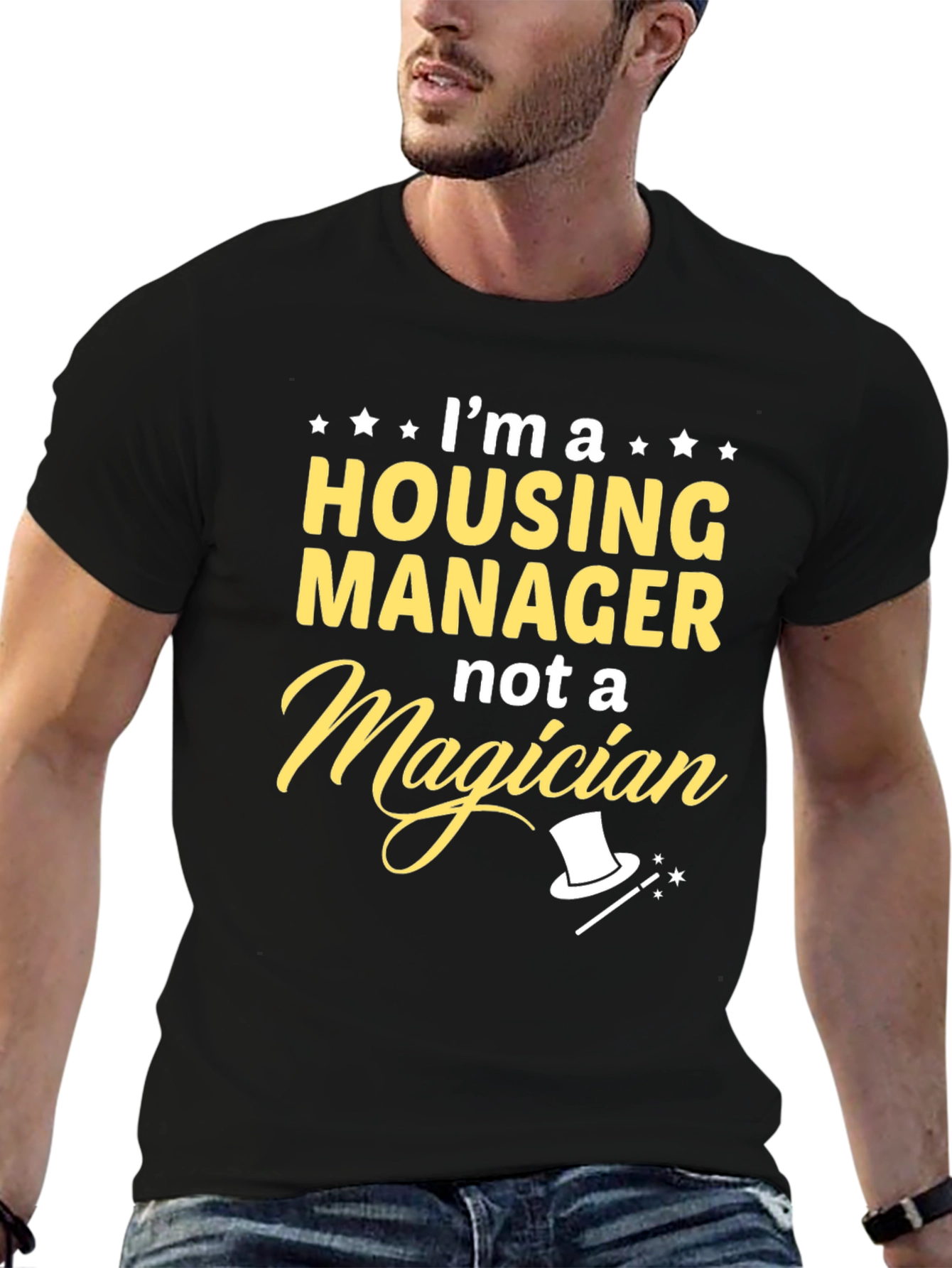Black Housing Manager Not a Magician Graphic Tee view 6