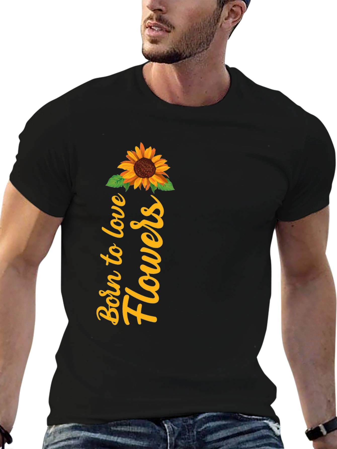 Black Born to Love Flowers Graphic Tee view 6