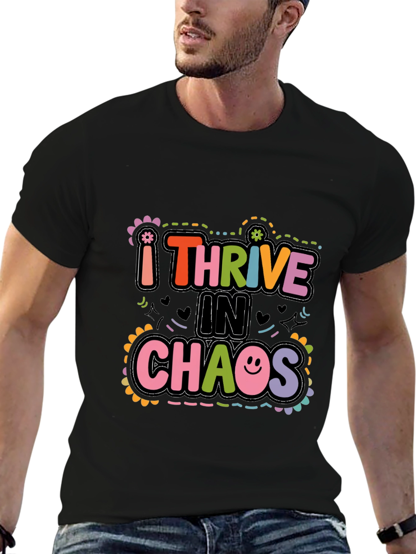 Black I Thrive in Chaos Graphic Tee view 6