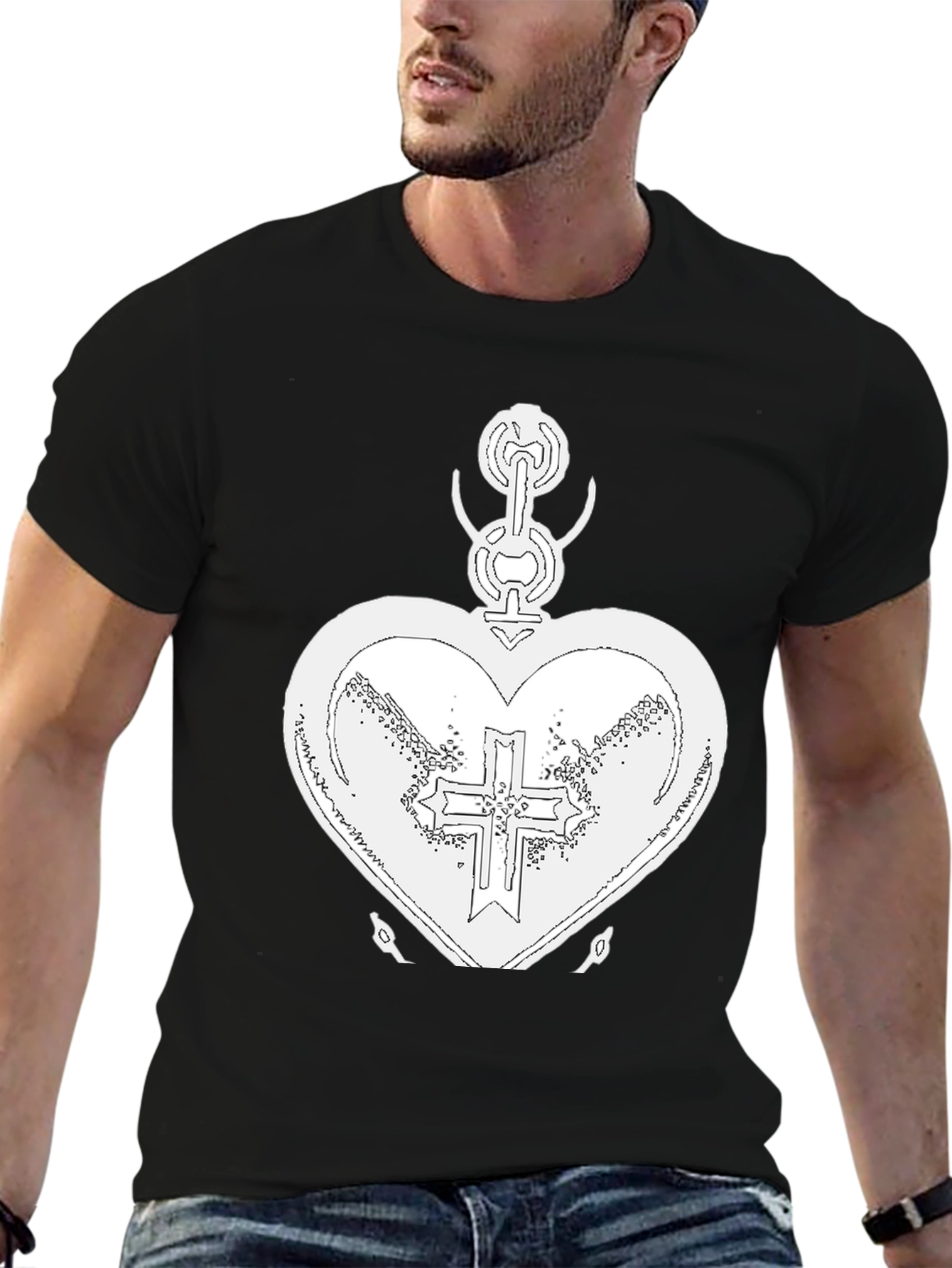 Heart and Cross Black T-Shirt - 6