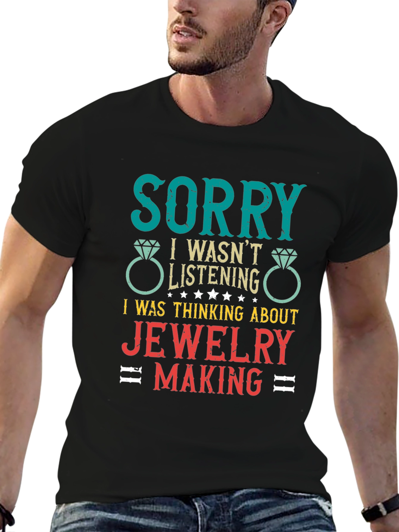 Black Jewelry Making T-Shirt - Sorry Wasn't Listening view 6