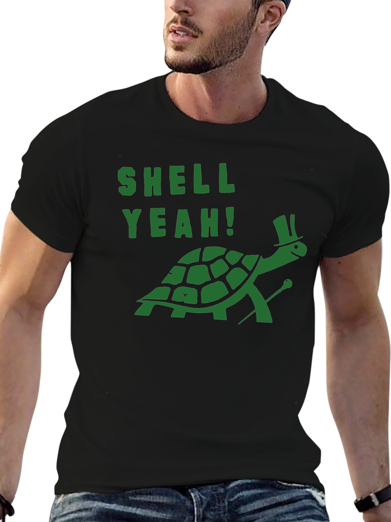 Black Shell Yeah Turtle T-Shirt - Funny Graphic Tee view 6