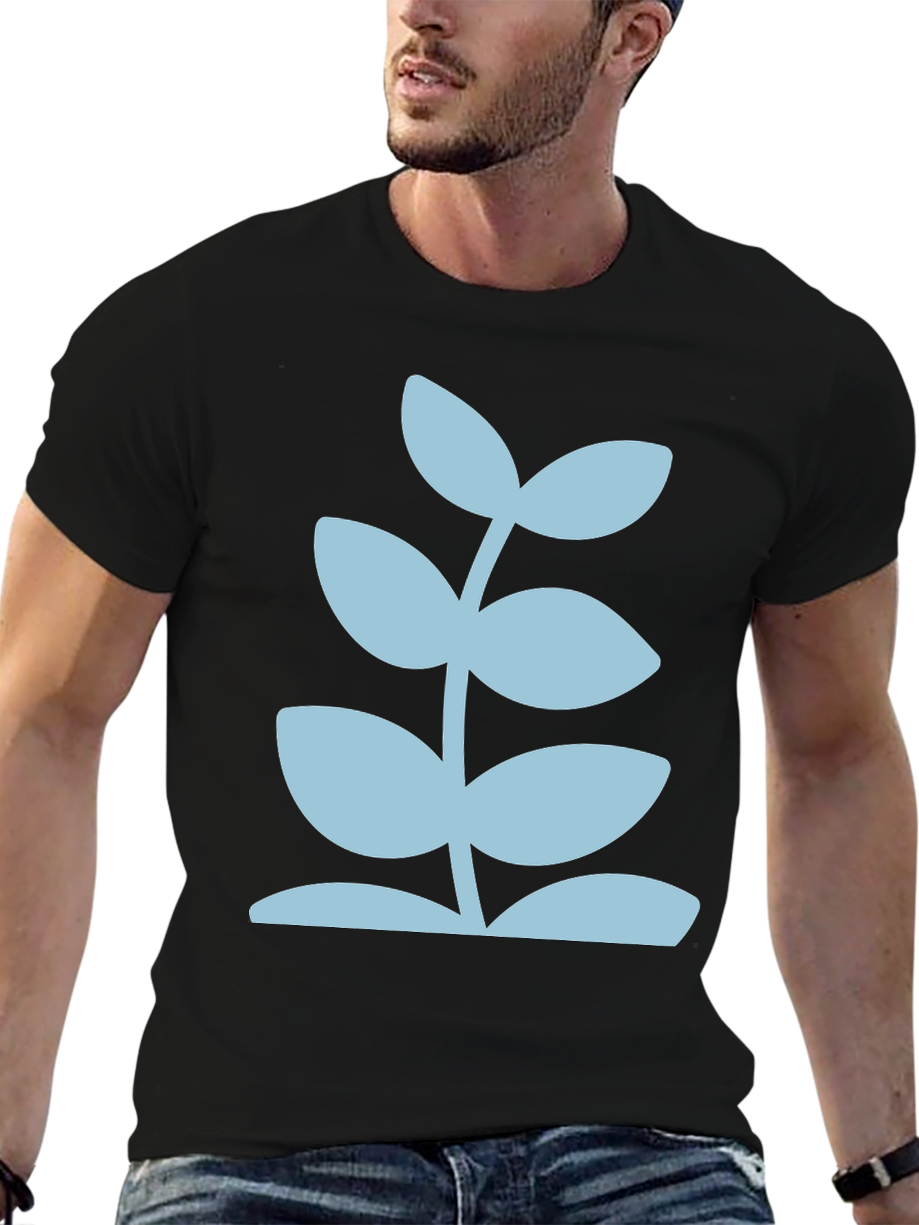 Black Modern Plant Graphic Tee - Black view 6