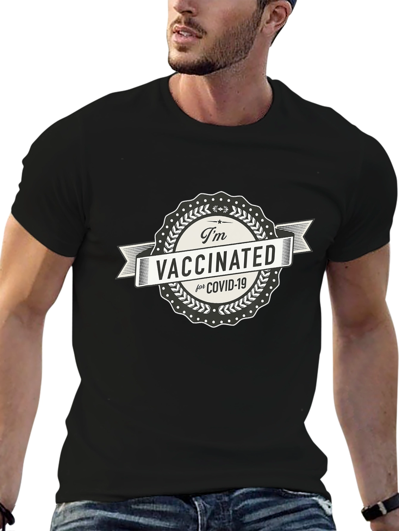 Black I'm Vaccinated for Covid-19 T-Shirt view 6