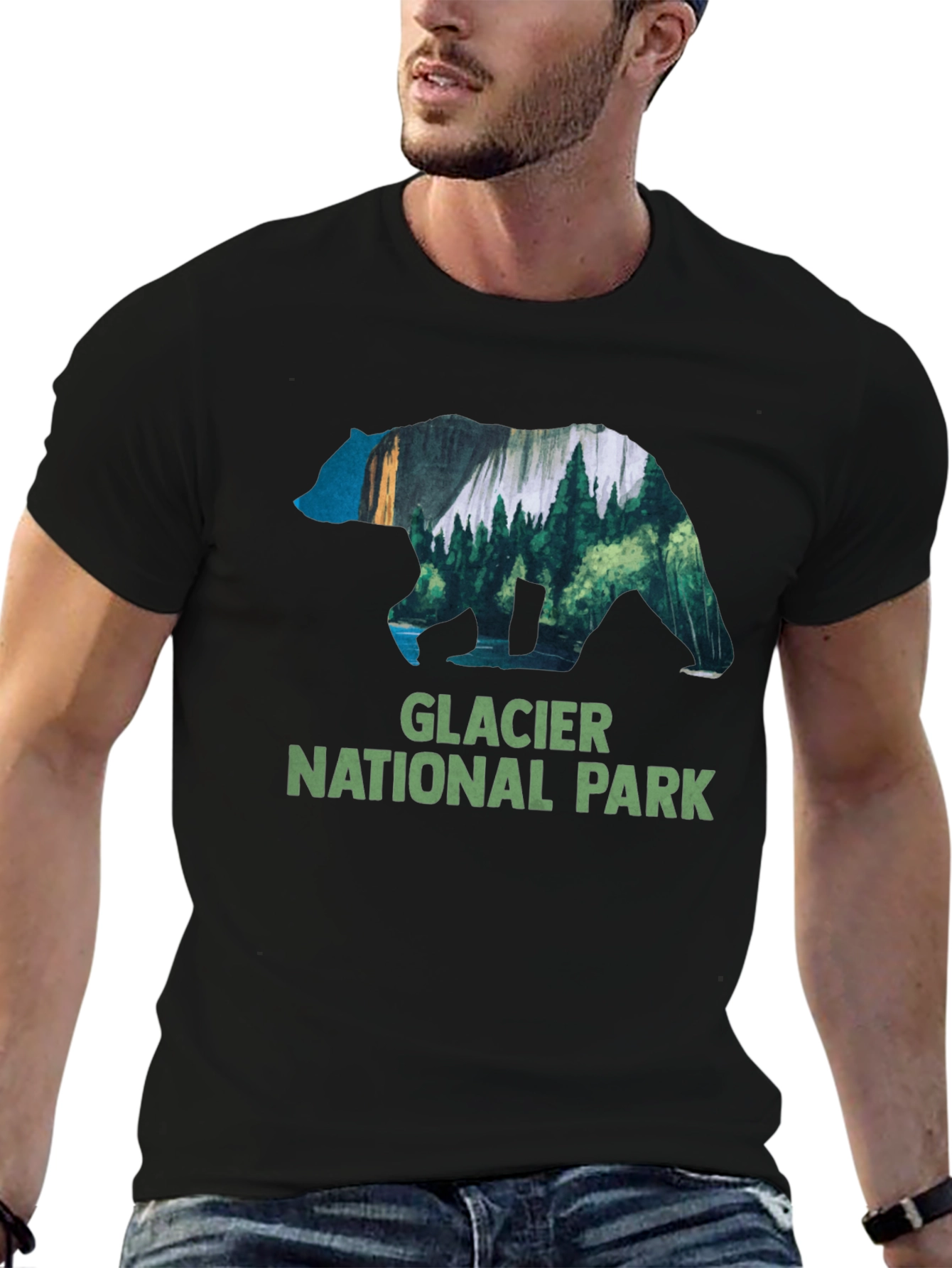 Black Glacier National Park Bear T-Shirt view 6