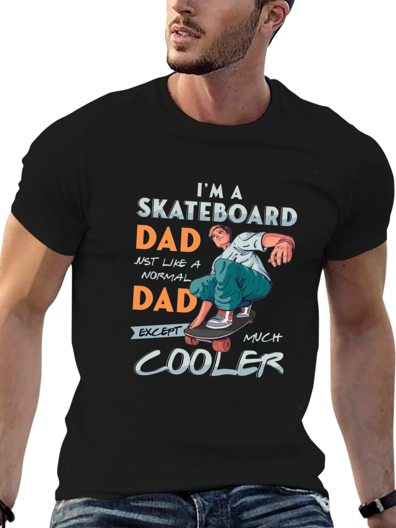 Black Skateboard Dad Graphic Tee - Cool Dad Style view 6