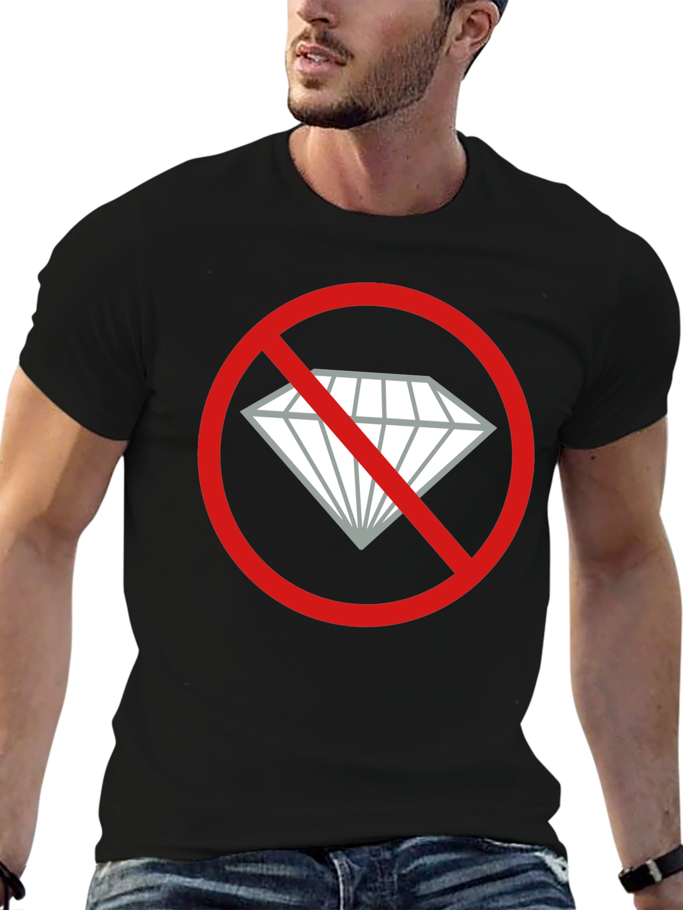 Black No Diamonds Graphic Tee - Black Cotton T-Shirt view 6