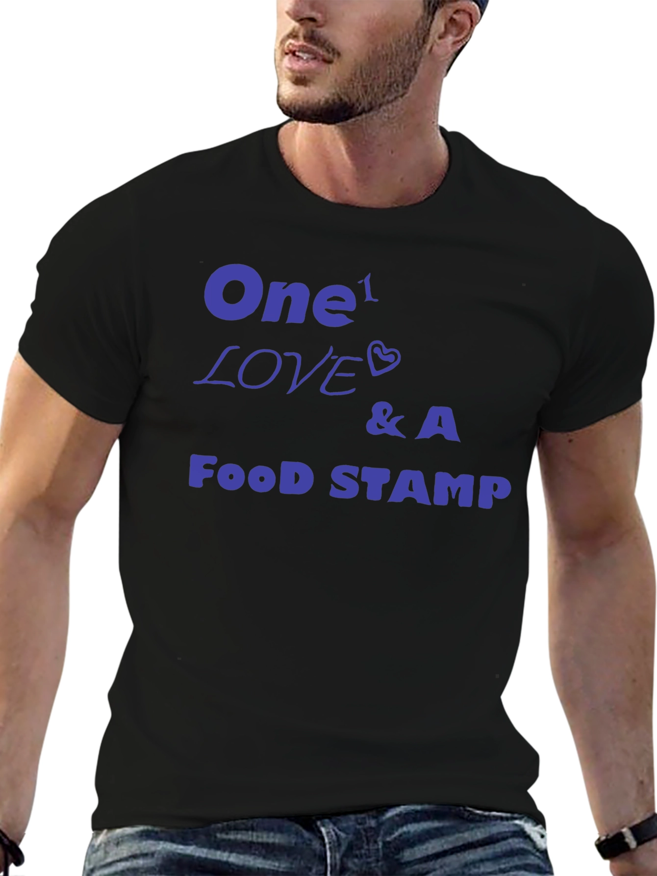 Black One Love & A Food Stamp Graphic Tee view 6