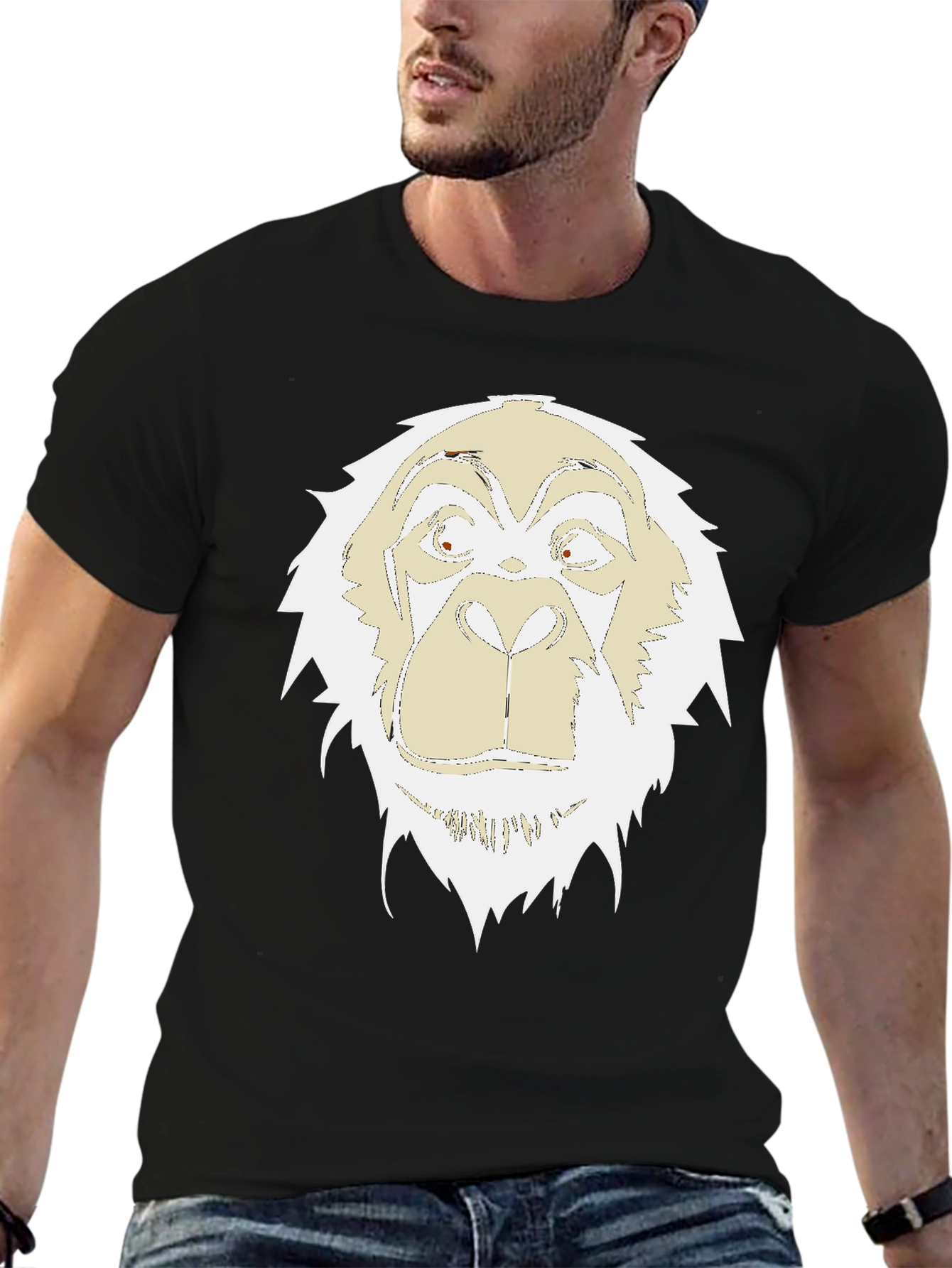 Black Unique Gorilla Graphic Print Black T-Shirt view 6