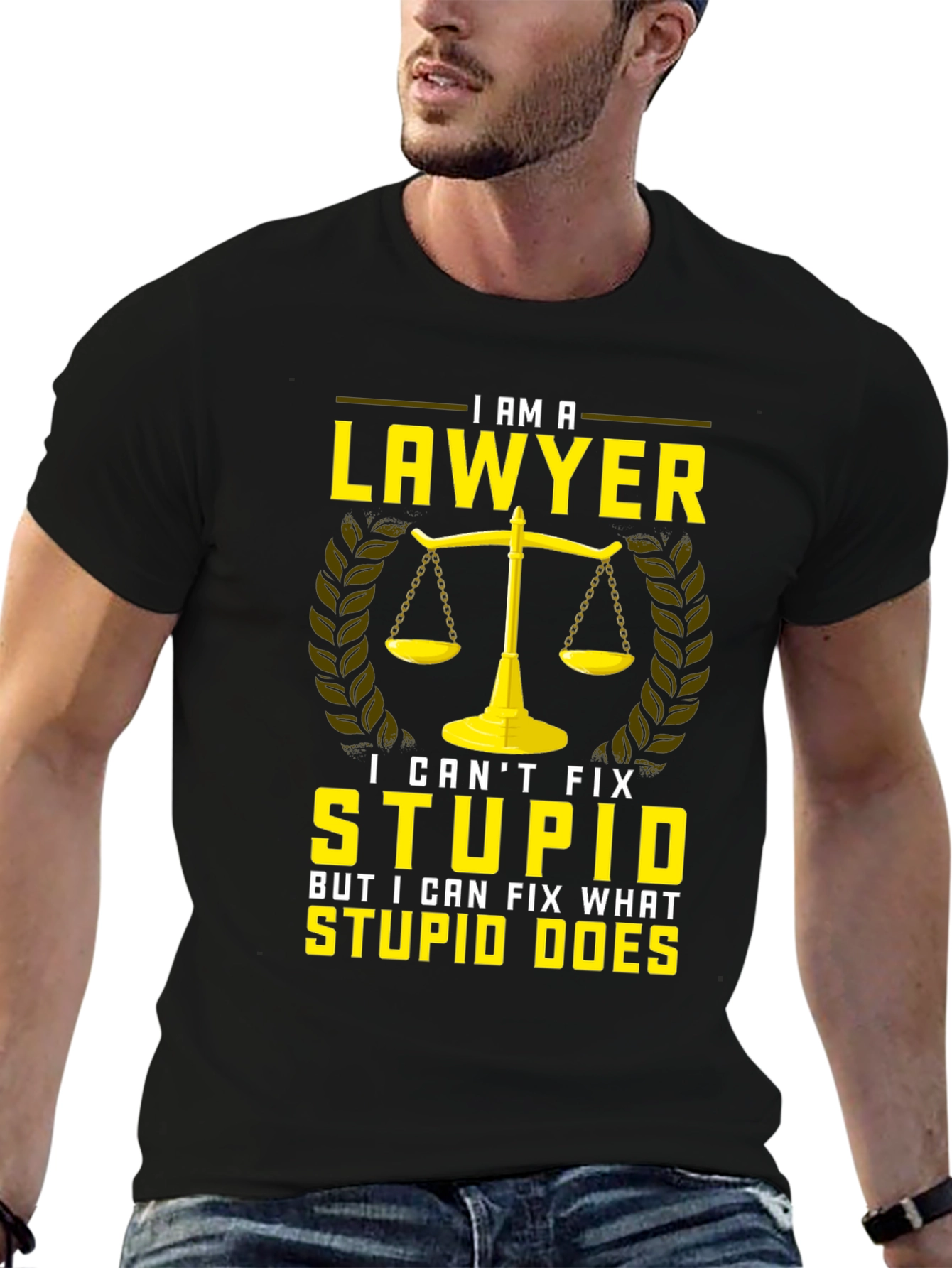 Black Lawyer T-Shirt - I Can't Fix Stupid view 6