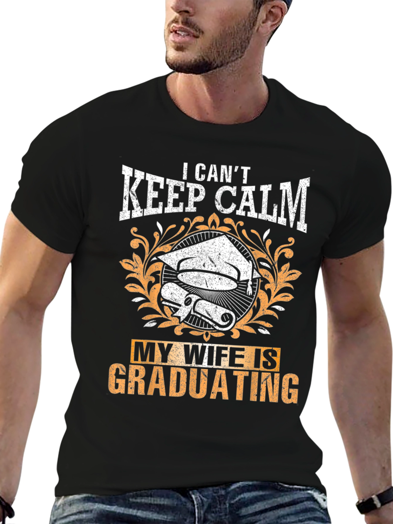 Black I Can't Keep Calm My Wife Is Graduating T-Shirt view 6