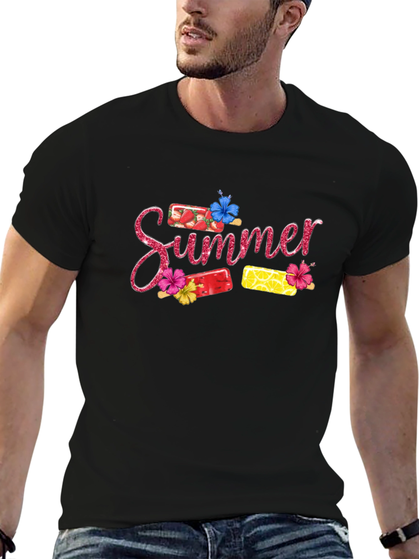 Black Summer Popsicle Graphic T-Shirt view 6