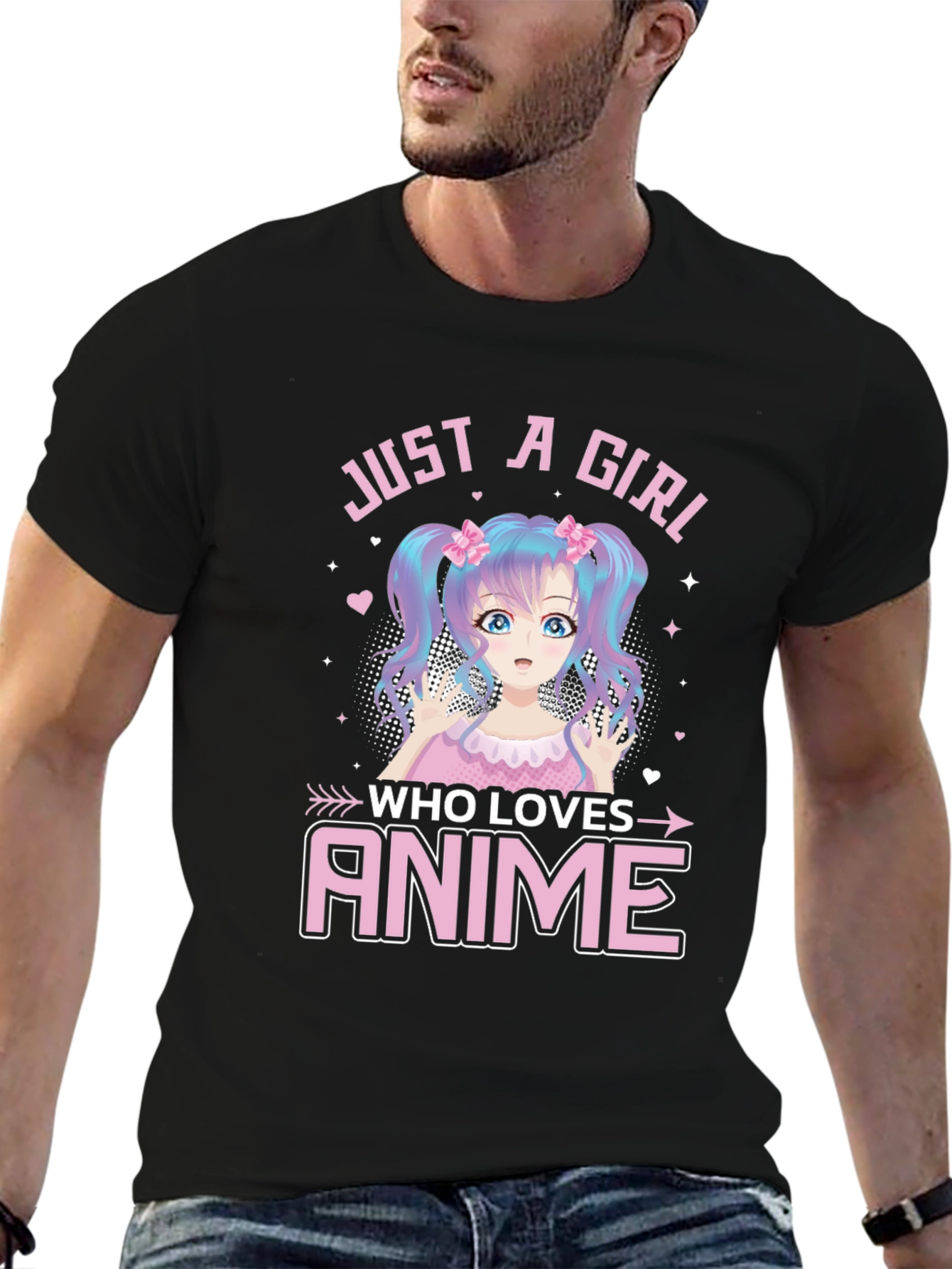 Black Just A Girl Who Loves Anime Graphic Tee view 6