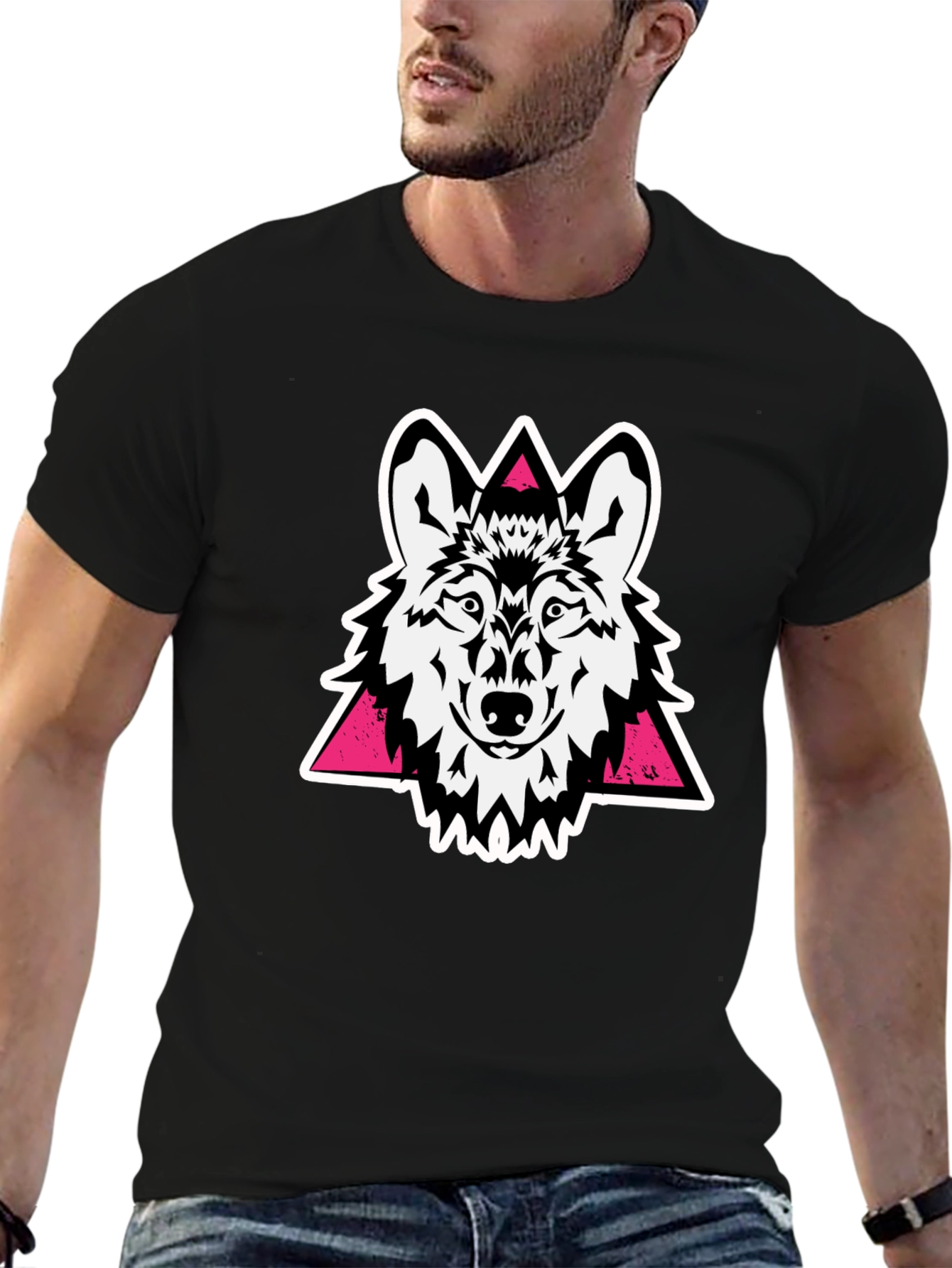 Black Wolf Graphic Tee - Black Cotton Blend view 6
