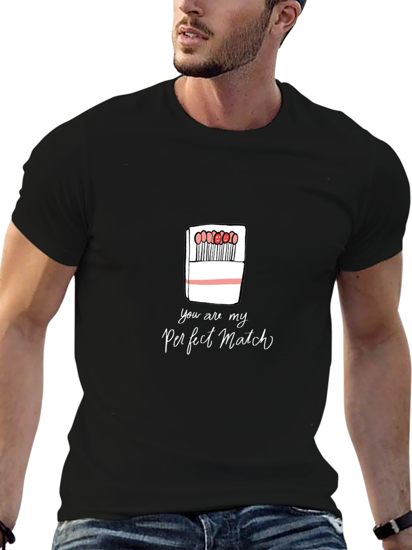 Black Perfect Match Graphic Tee - Stylish Cotton T-Shirt view 6