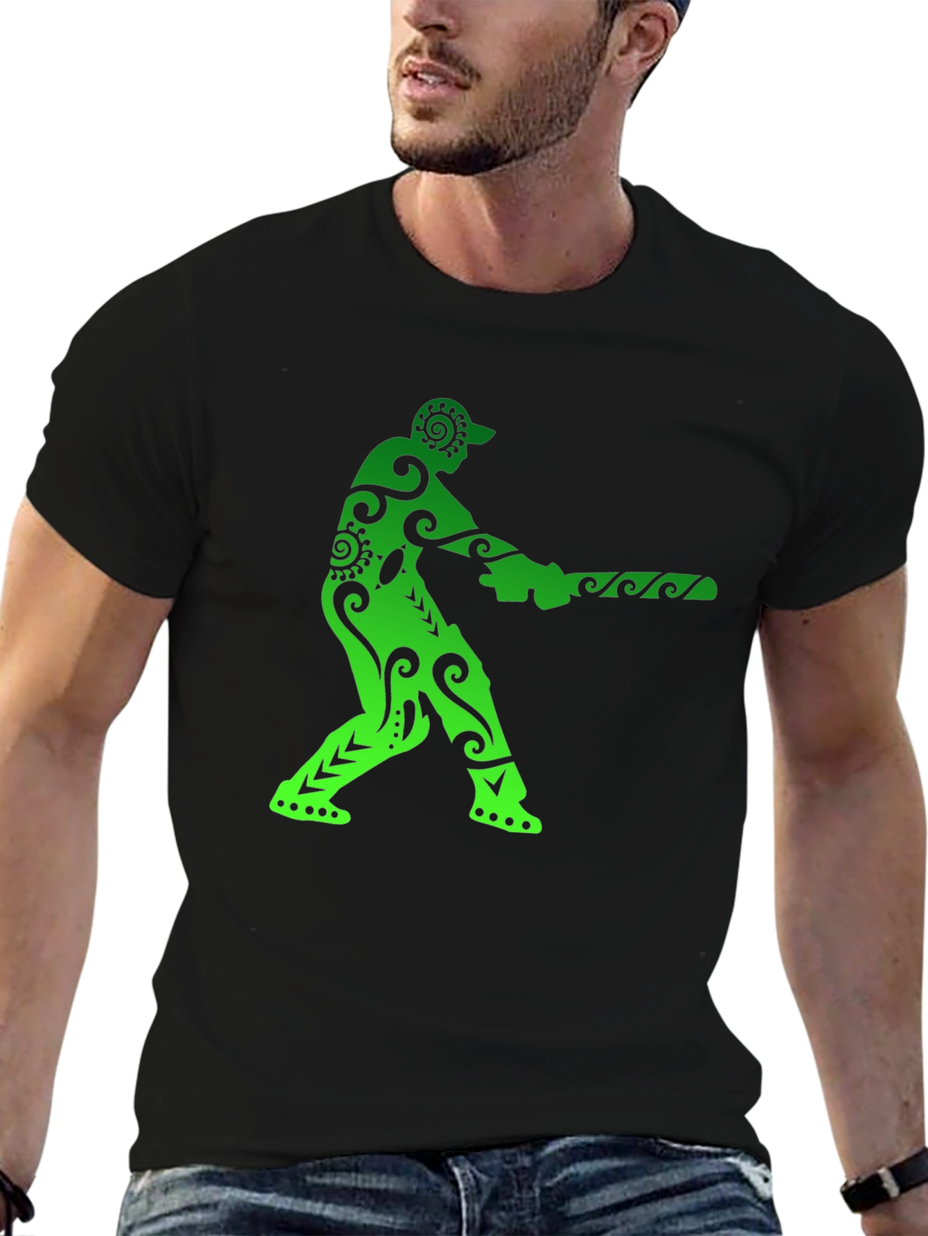 Black Cricket Player Graphic Tee view 6