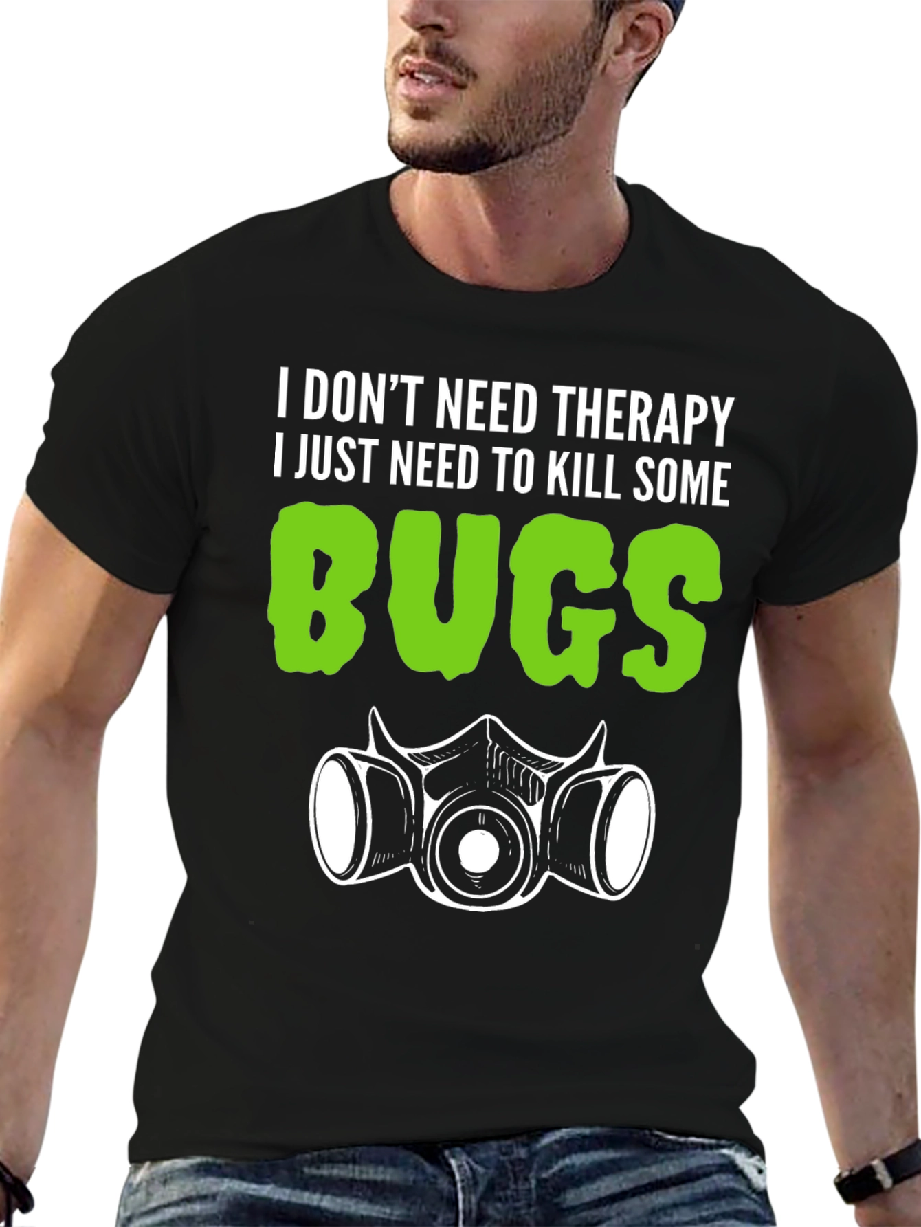 Black Funny Bug Killing T-Shirt view 6
